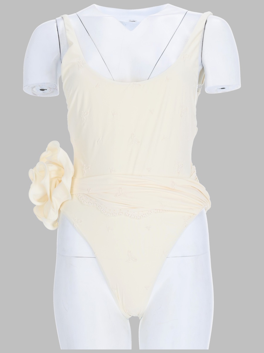 Magda Butrym Costume Da Bagno Intero Con Rose Ricamat