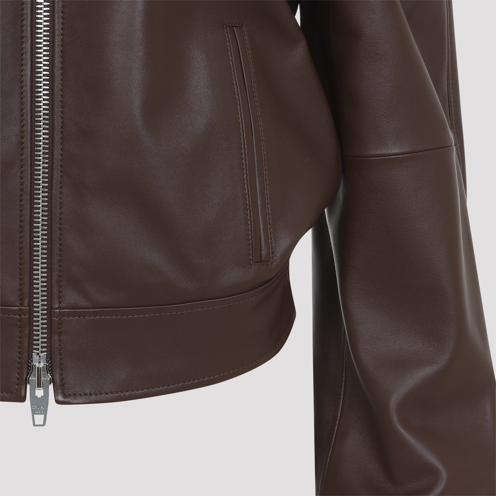Celine Mahogany Lamb Leather Jacket