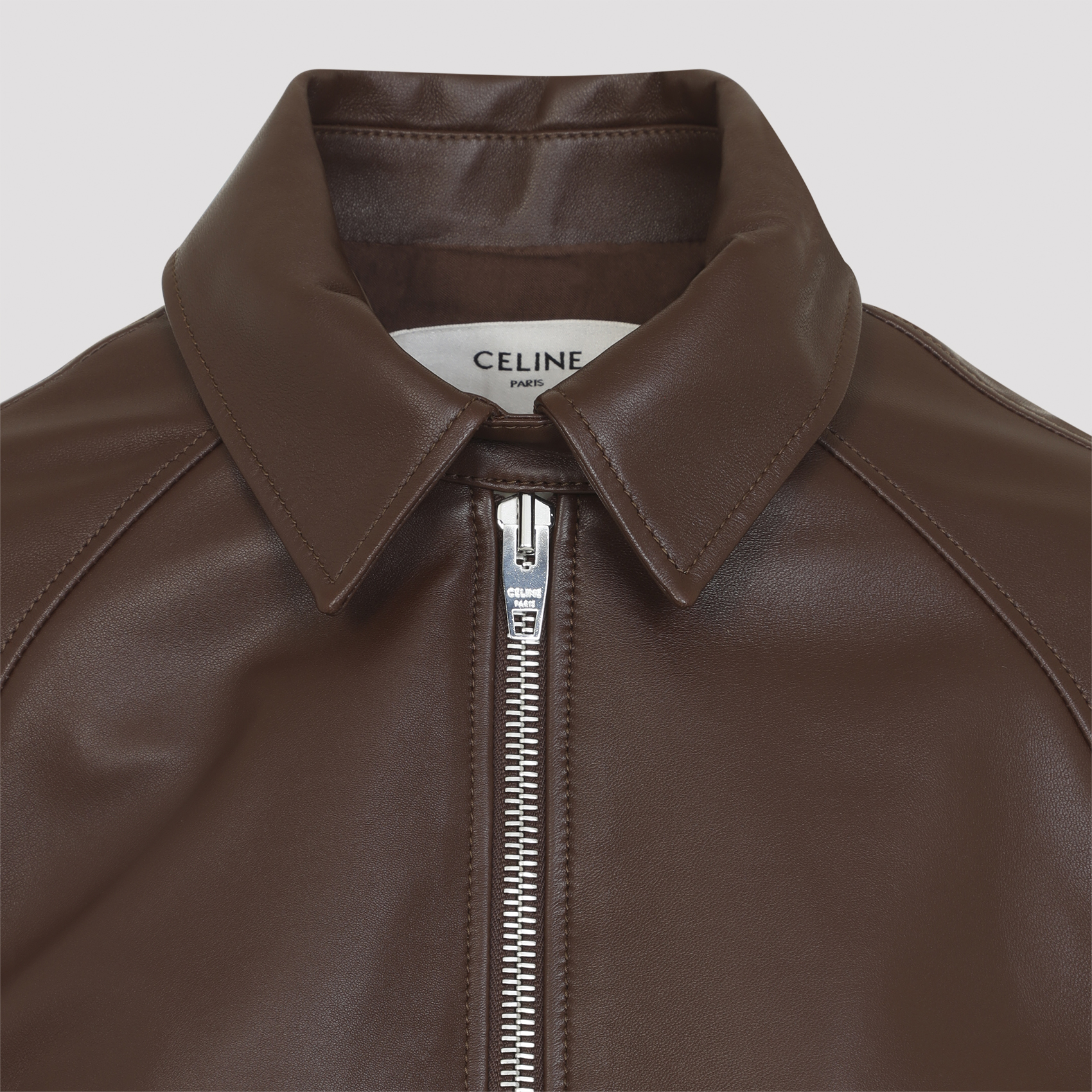 Celine Mahogany Lamb Leather Jacket