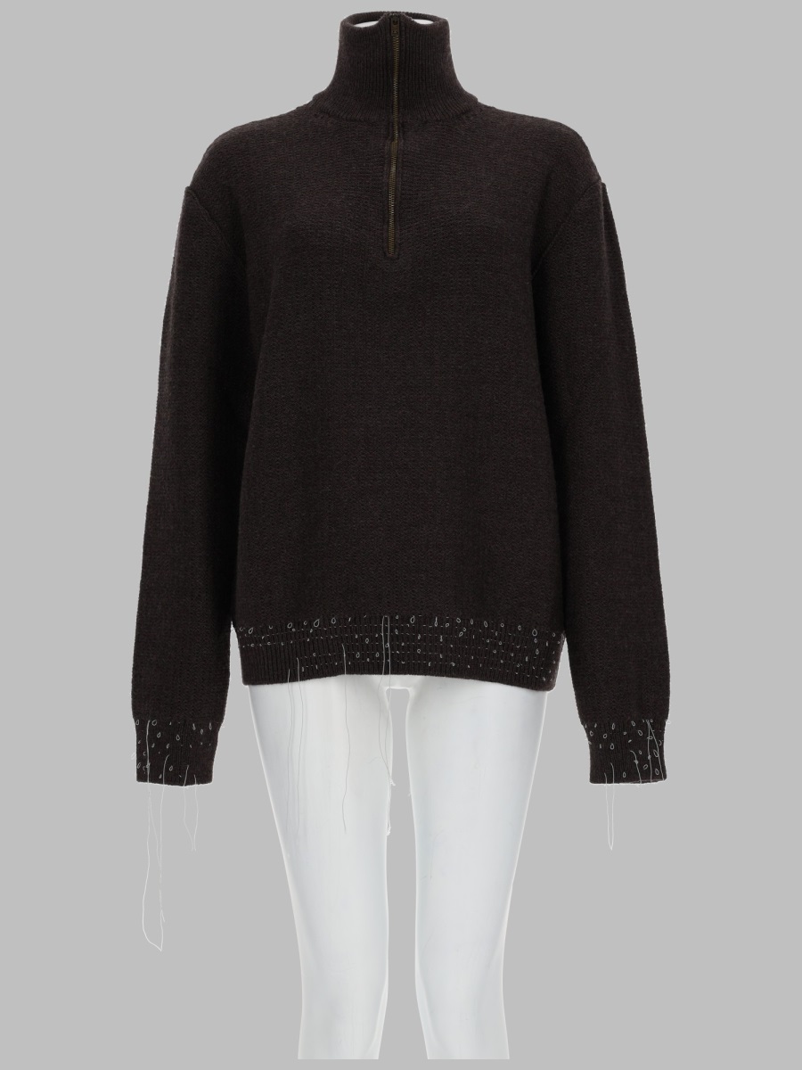 Maison Margiela Maglia In Lana Con Zip A Un Quarto