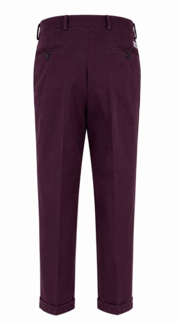 Manuel RITZ Burgundy Cotton Elastane Trousers