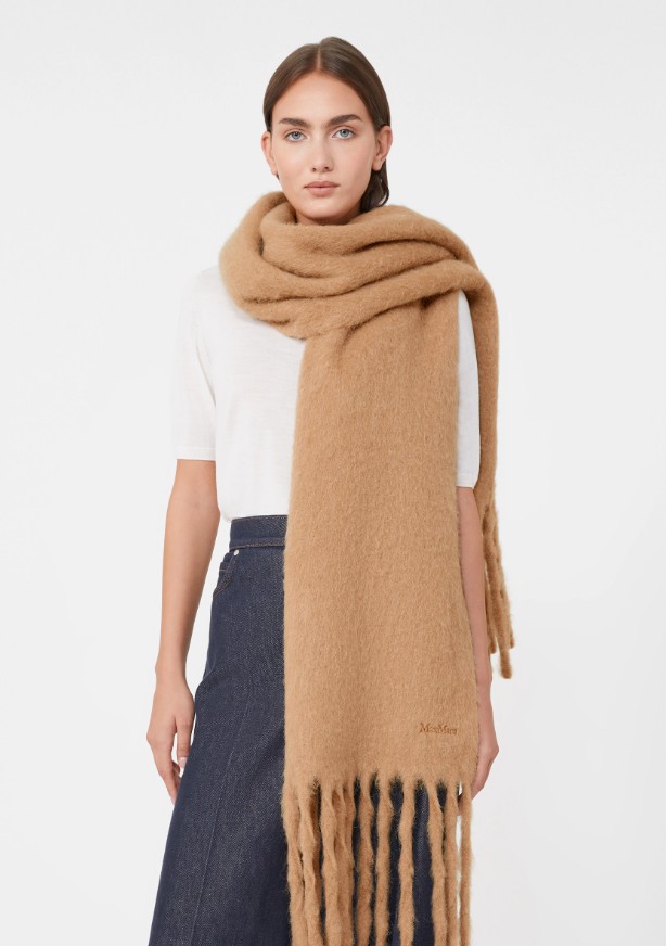 Max Mara Camel Virgin Wool Scarf