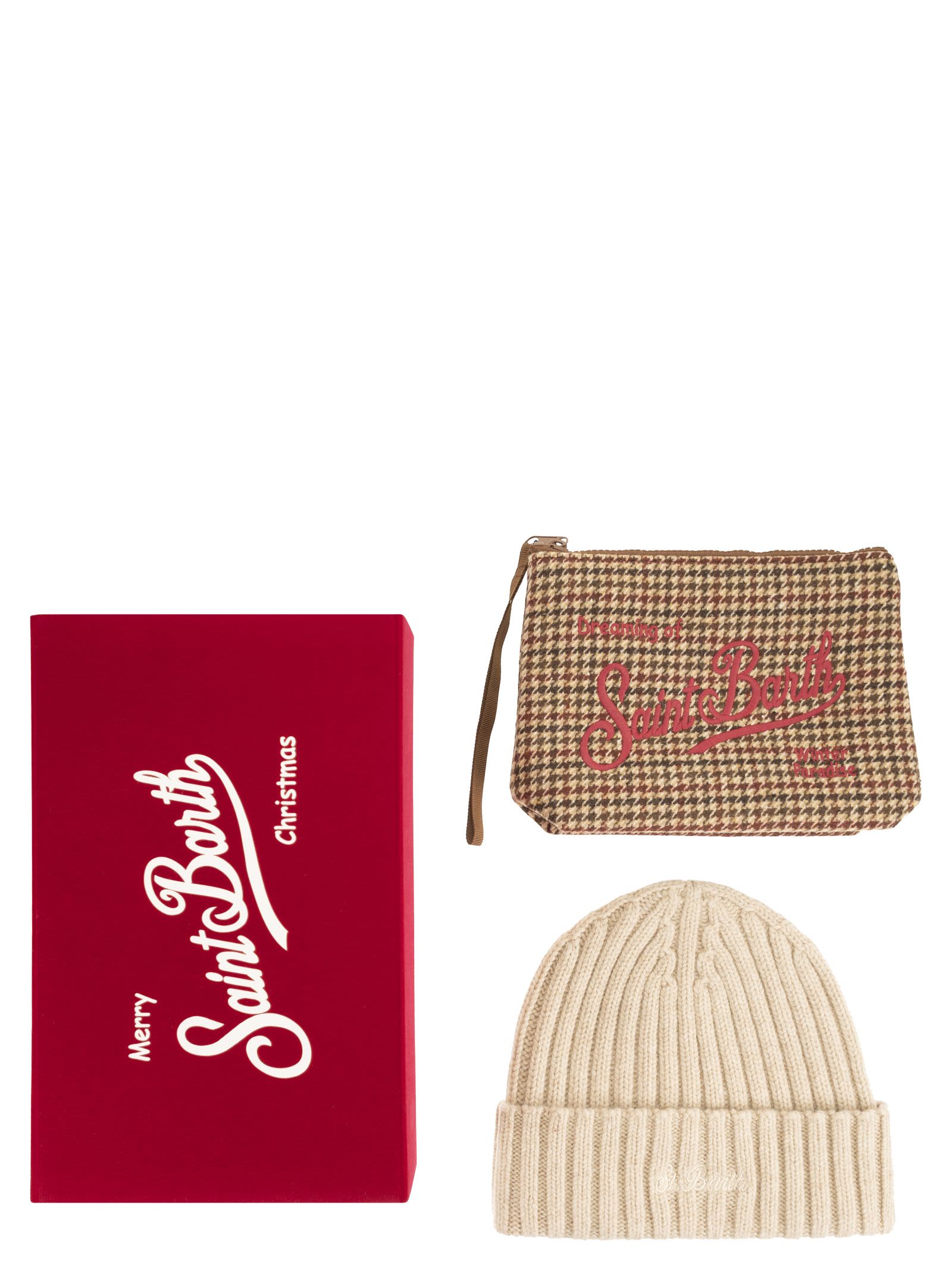Mc2 Saint Barth Gift Box With Merino Wool Beanie And Pou