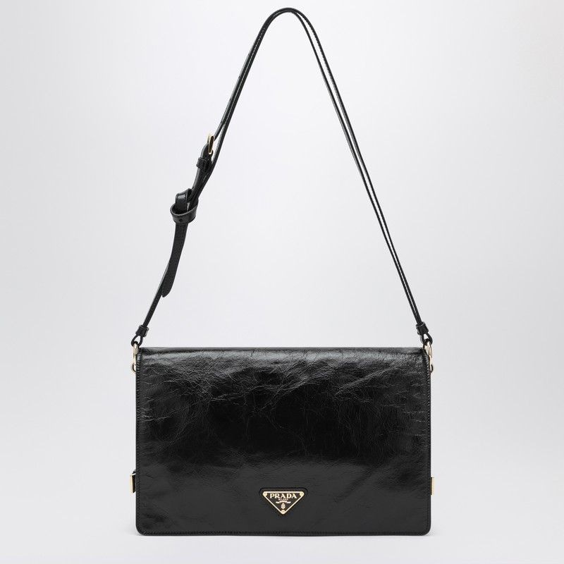 Prada Medium Shoulder Bag Black In Leather