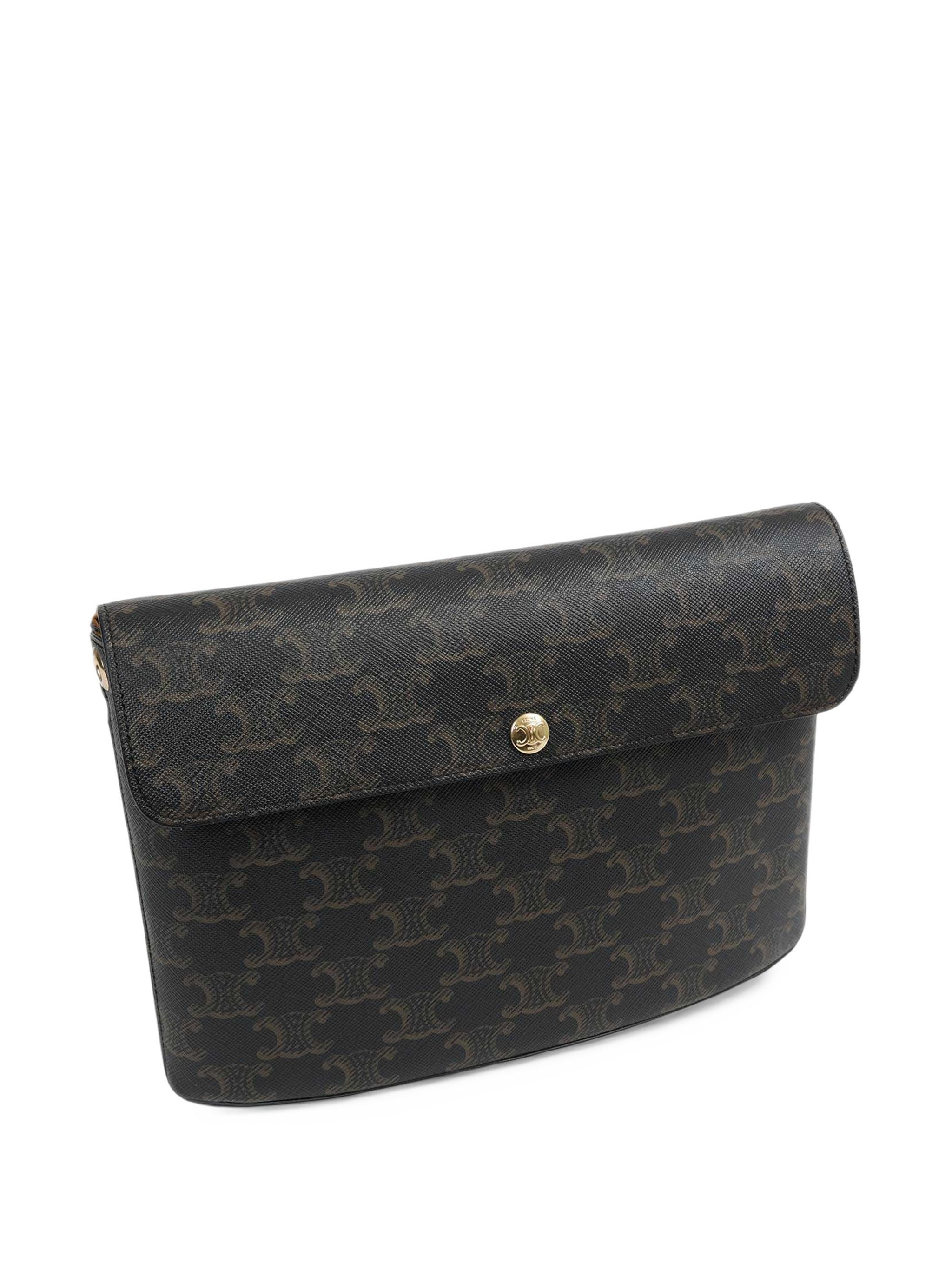 Celine Medium Triomphe Monogram-Print Flap Clut