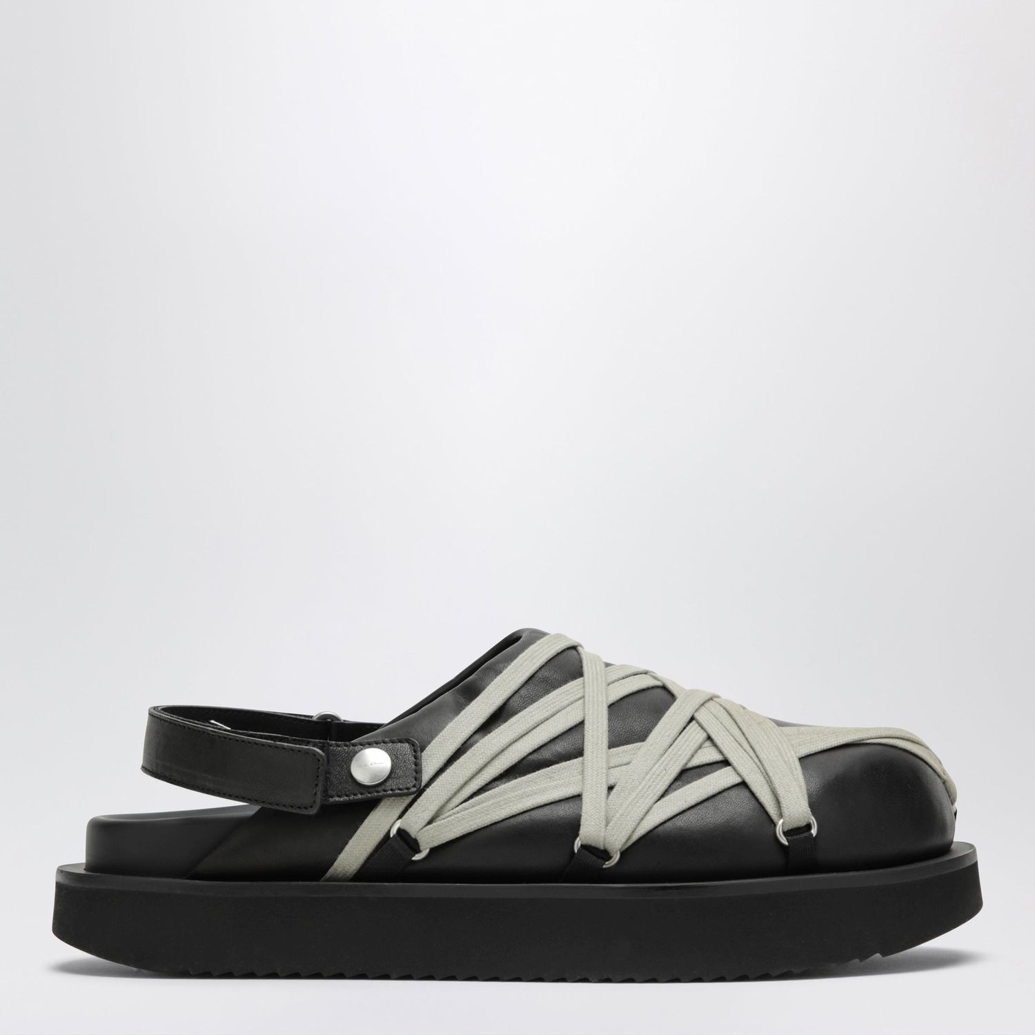 Rick Owens Megalace Mules With Black Leather Crissc
