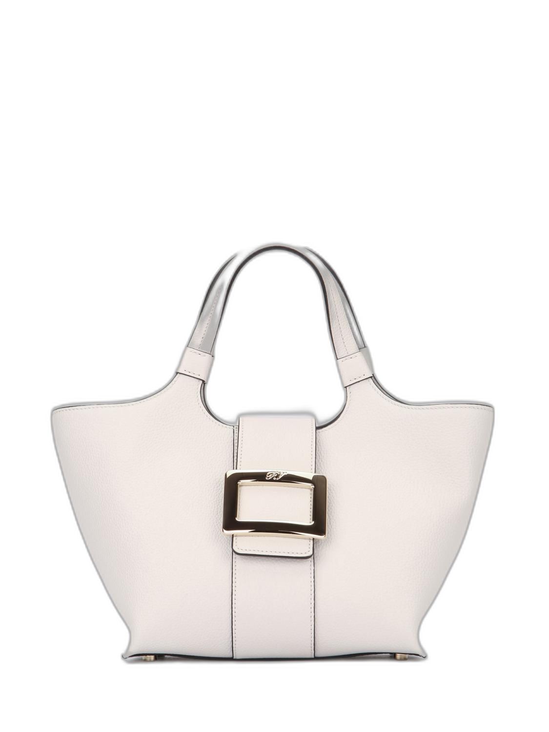 Roger Vivier Mini Belle Vivier Shopping Bag In Ice Co