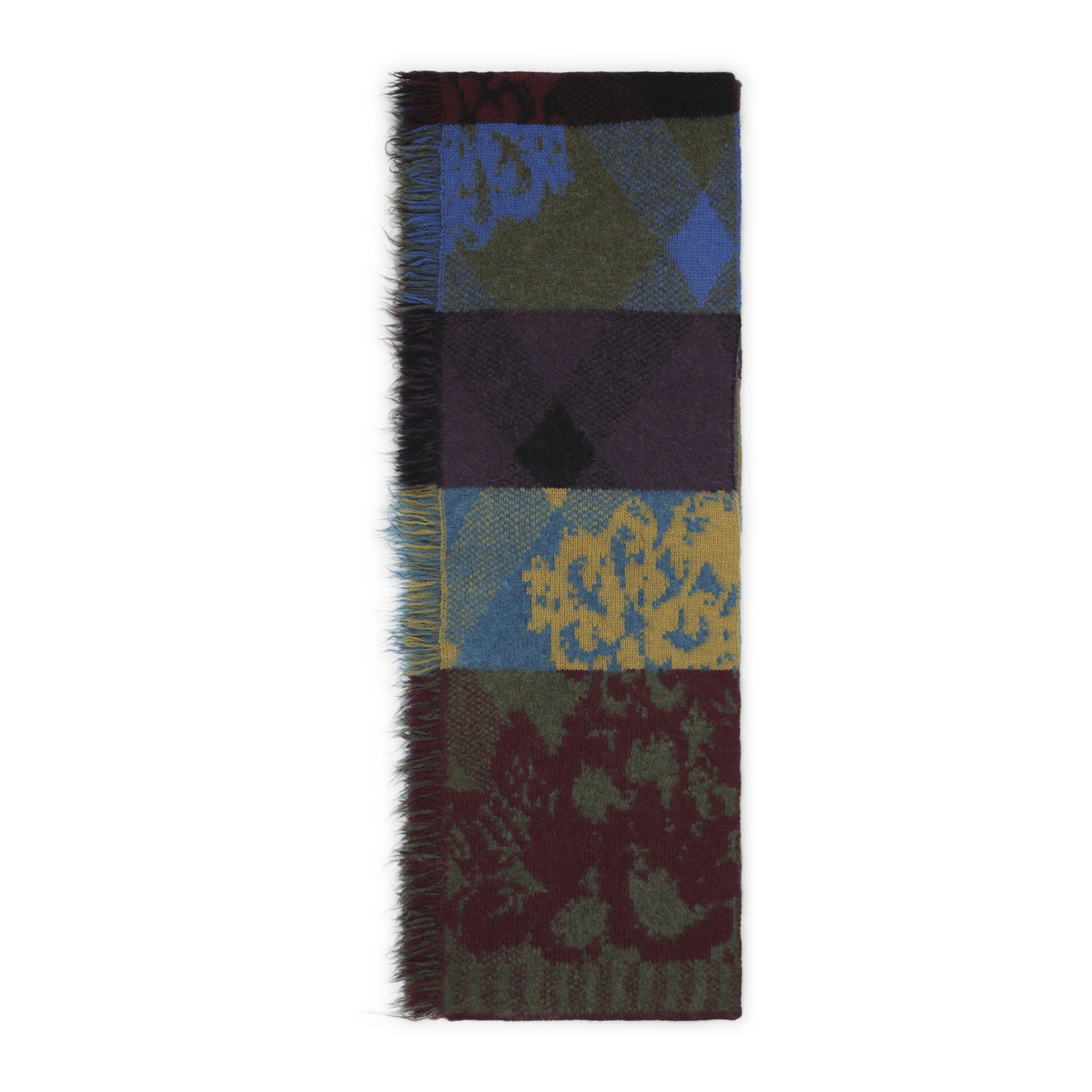 Dries Van Noten Mixed Print Fringed Scarf