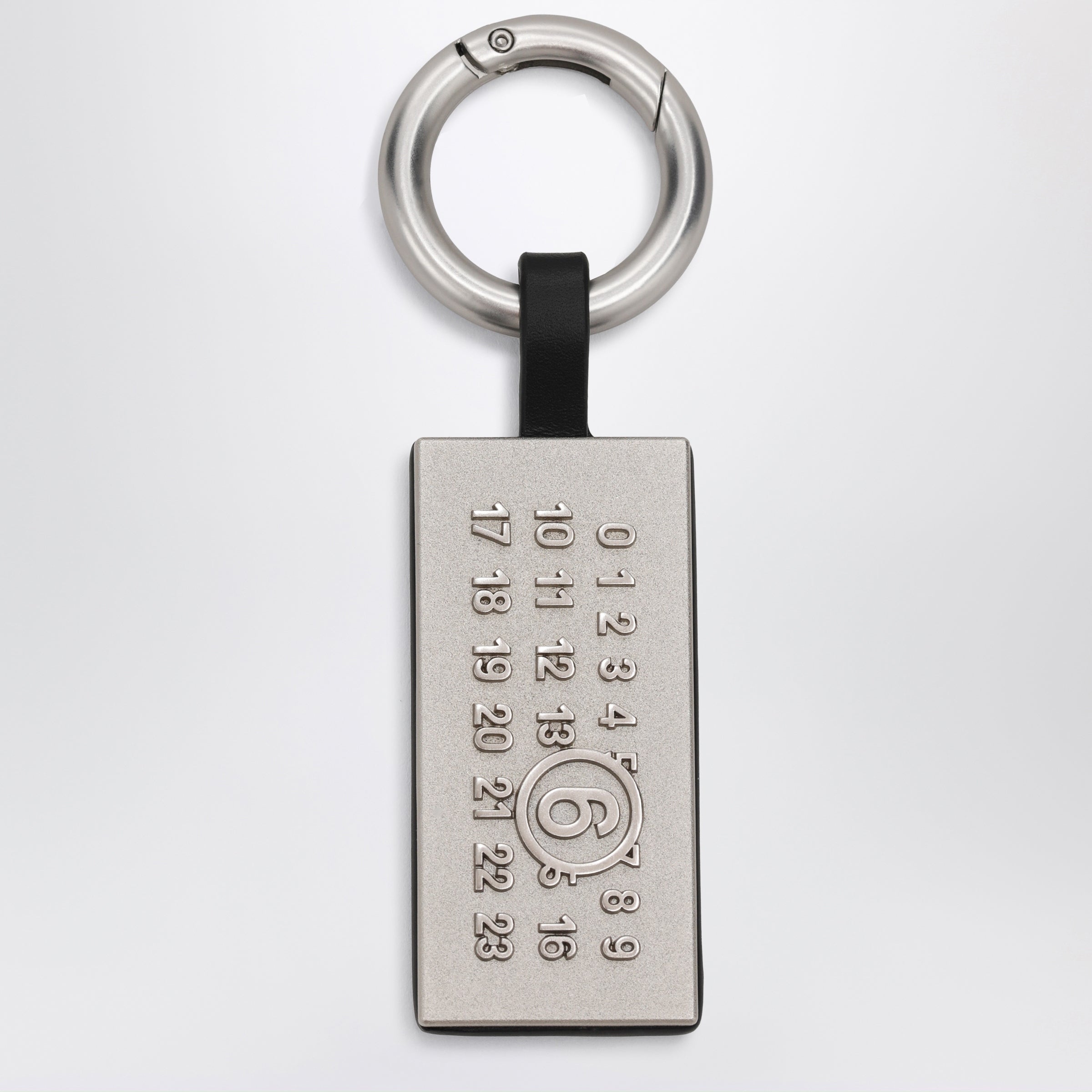 Mm6 maison margiela Black Numeric Charm In Brass And Leather