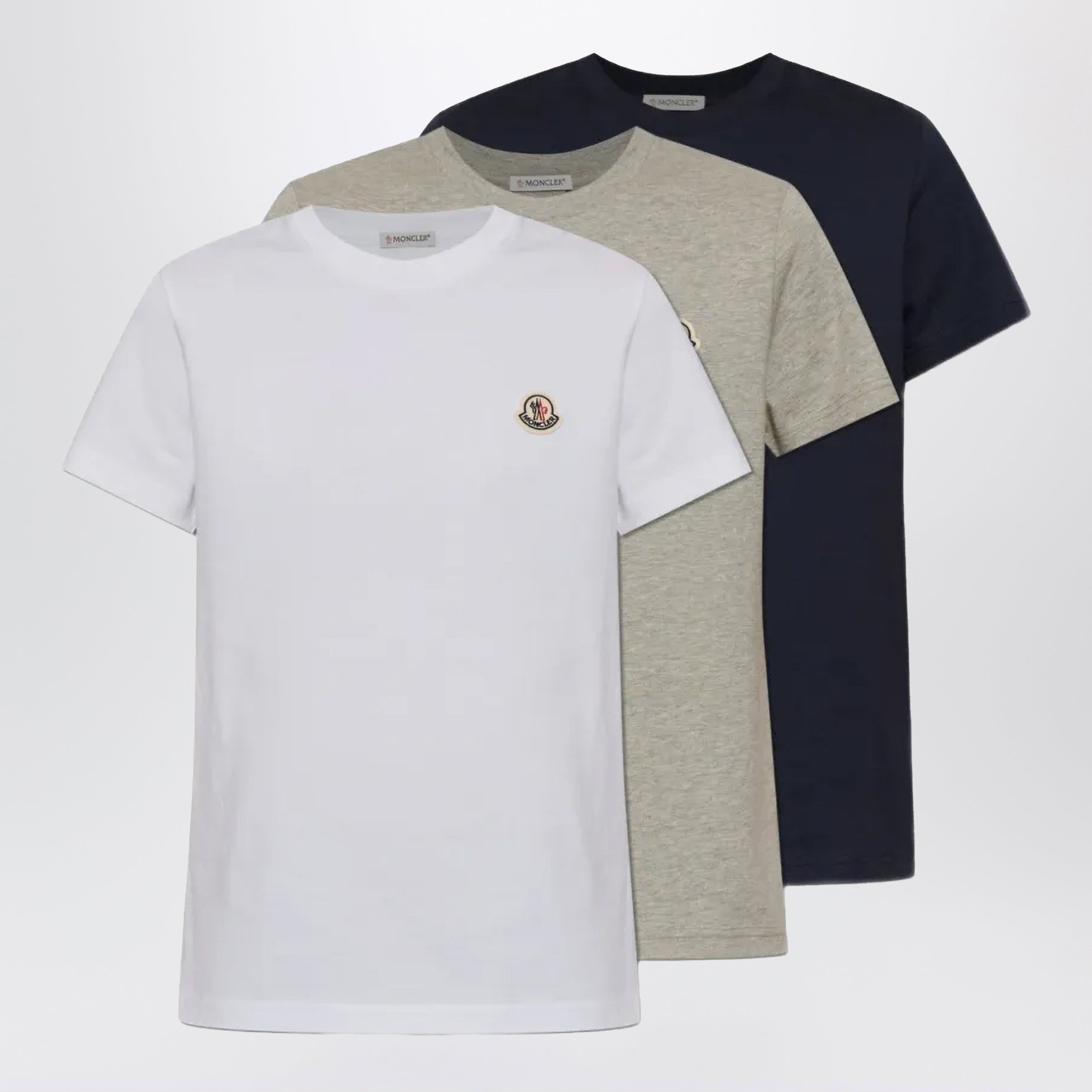Moncler Pack Of Three Cotton T-Shirts With Logo 
