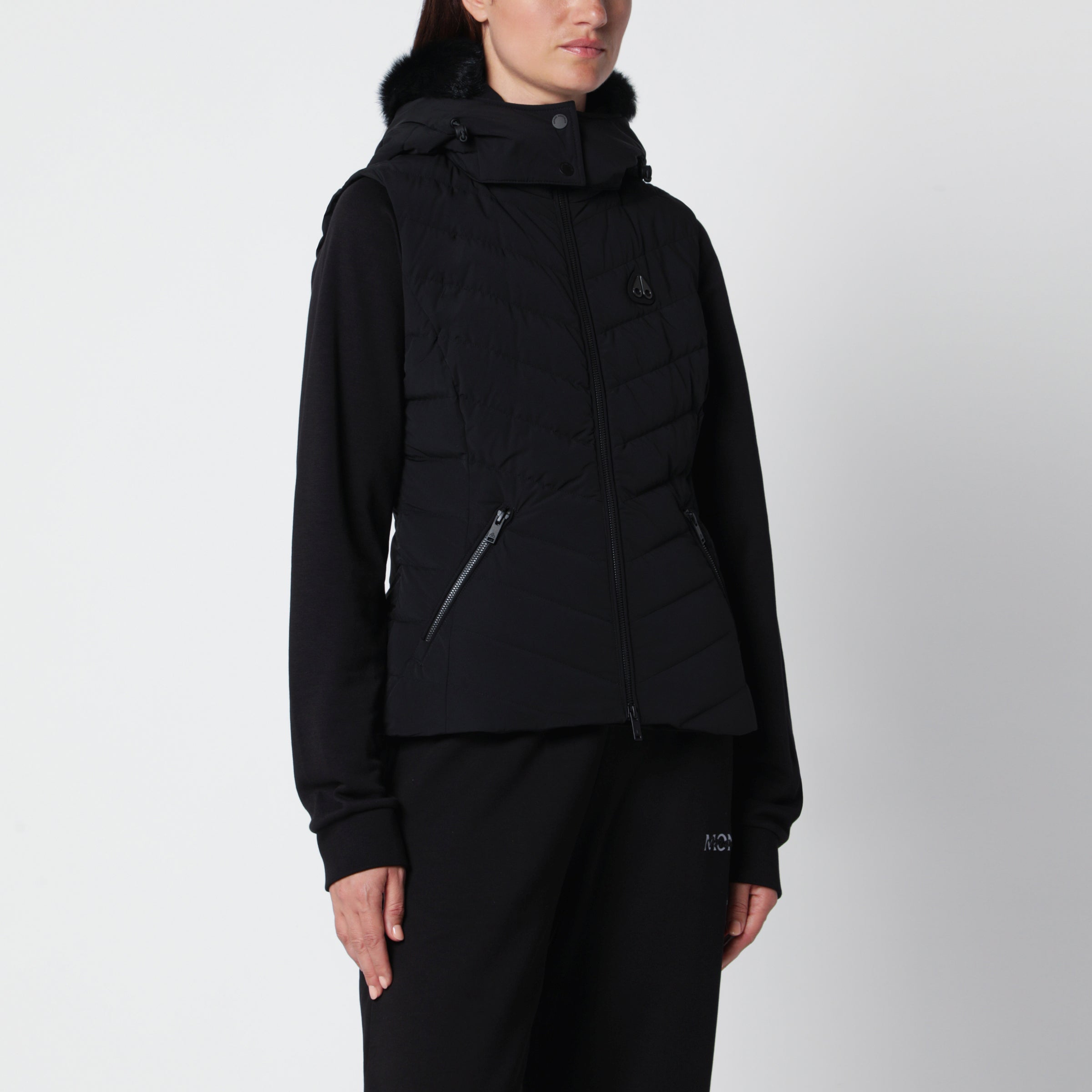 Moose Knuckles Elora Black Nylon Padded Vest
