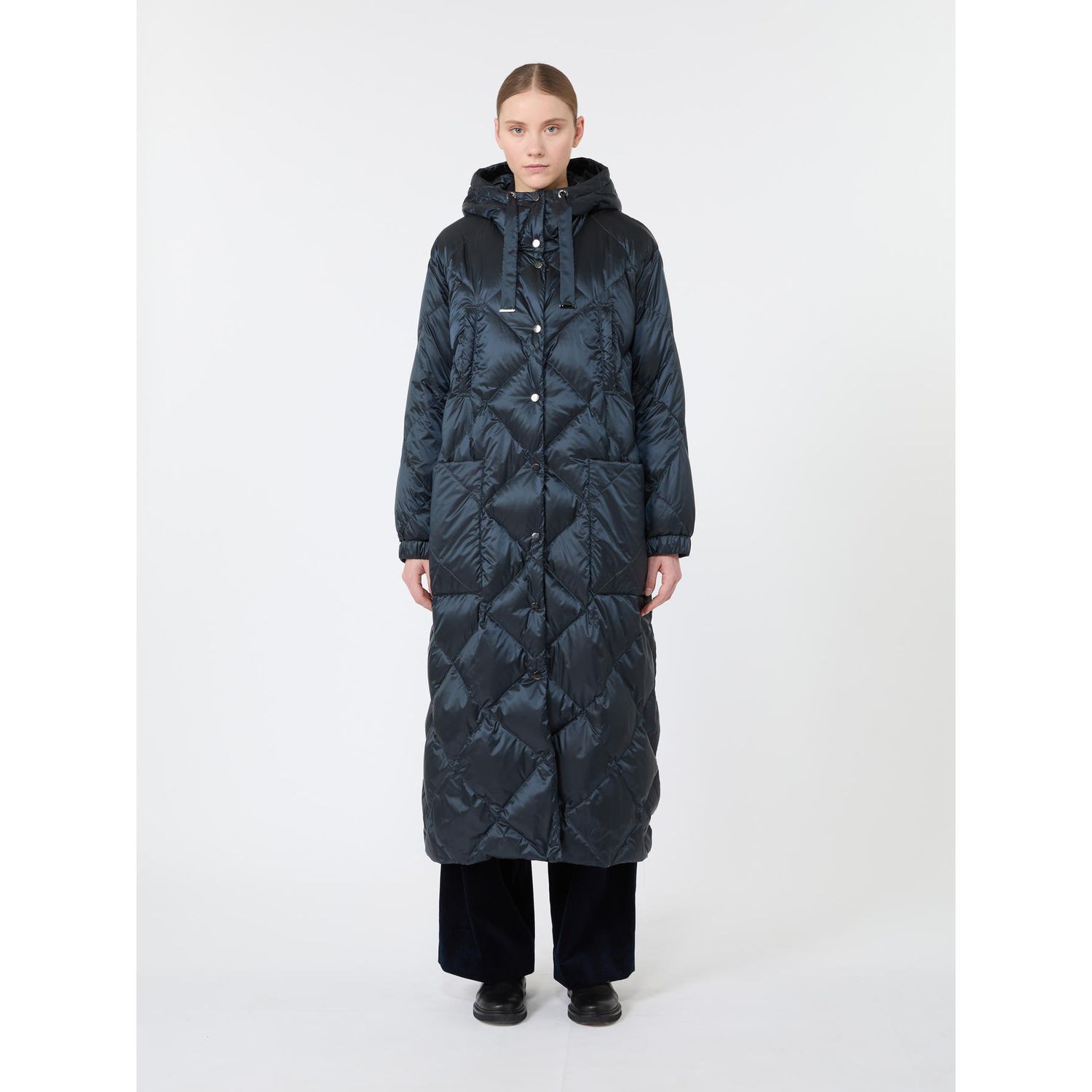 Max Mara The Cube Mtcabete Quilted Coat Blue