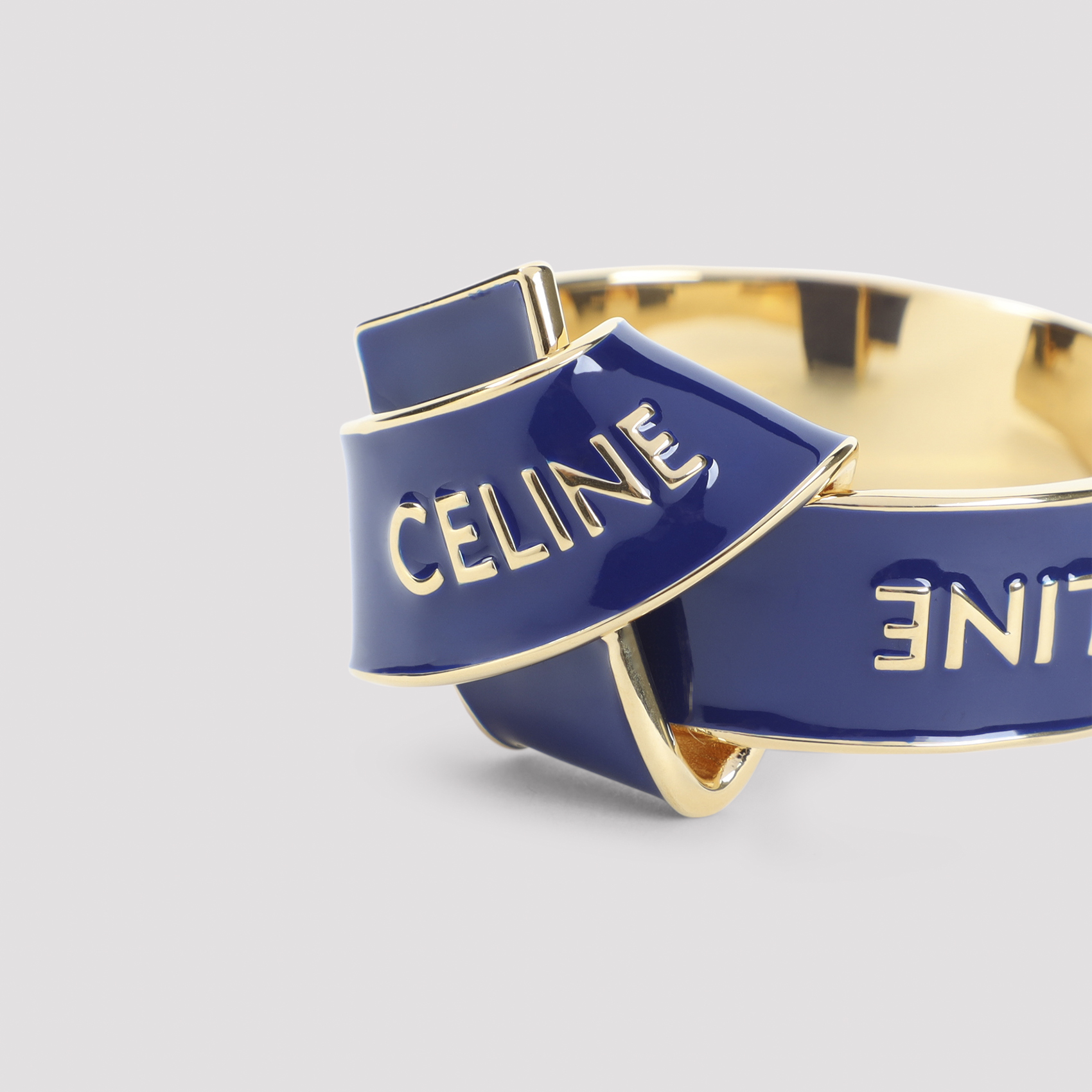 Celine Navy Gold Knotted Cuff Bracelet