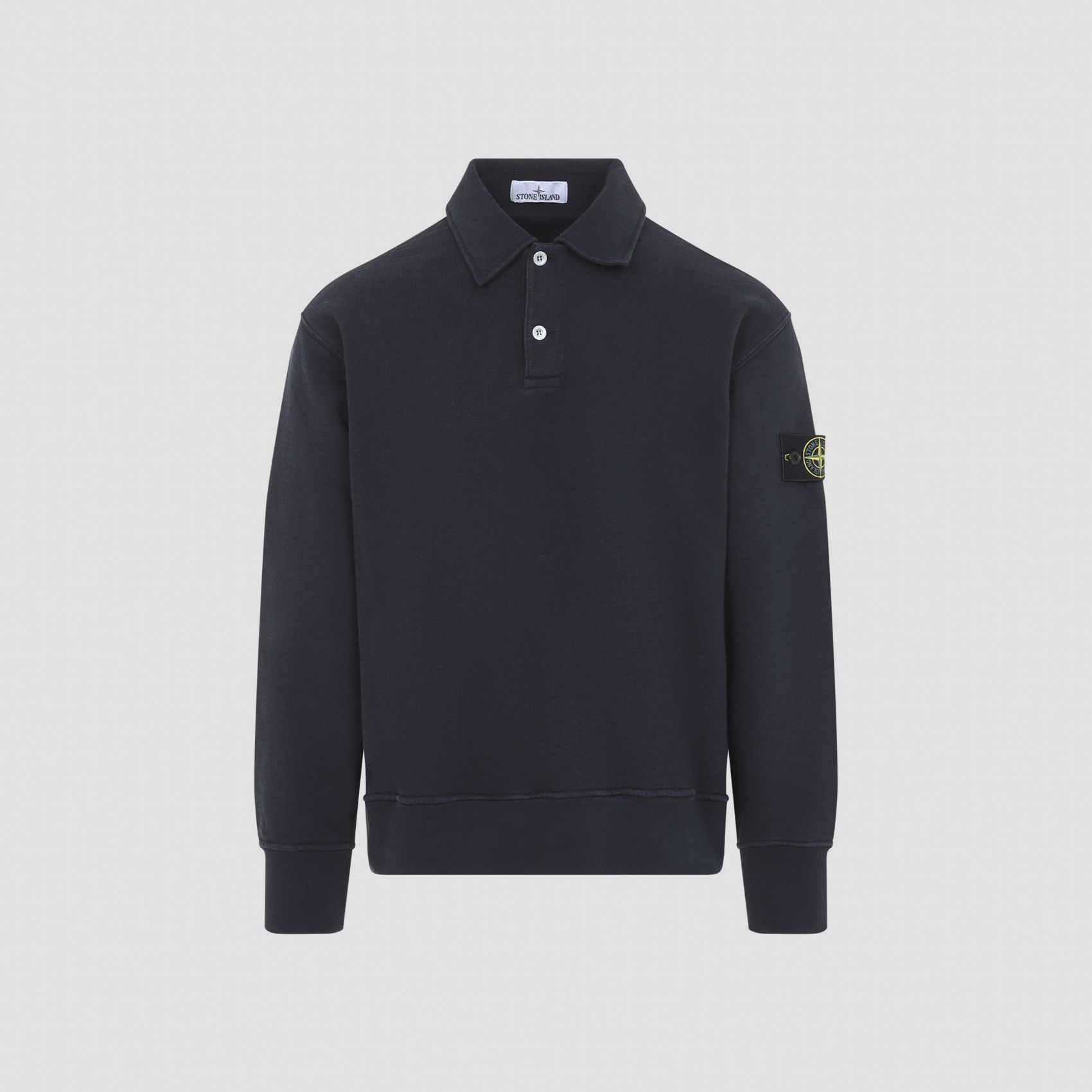 Stone Island Navy Long-Sleeve Cotton Polo