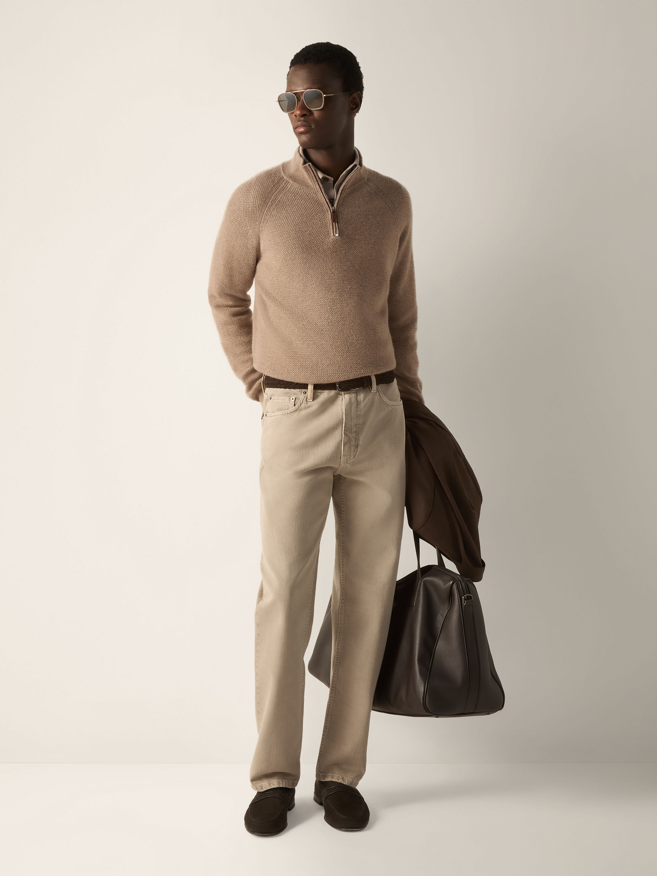 Zegna Oasi Cashmere Zip-Up Turtleneck