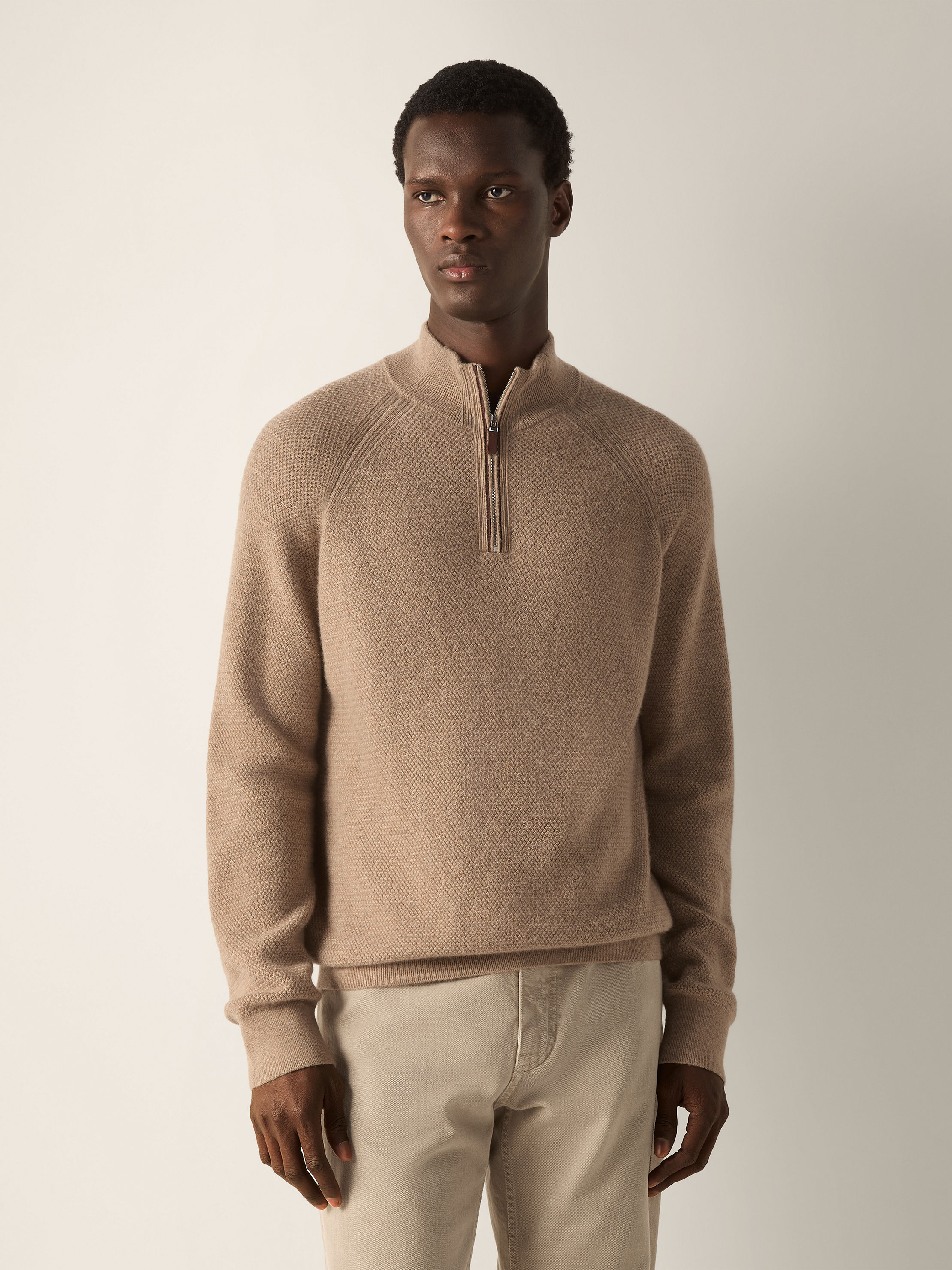 Zegna Oasi Cashmere Zip-Up Turtleneck