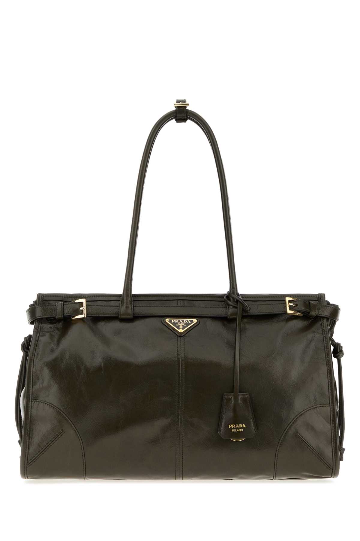 Prada Olive Green Leather Large Bonnie Shoulde