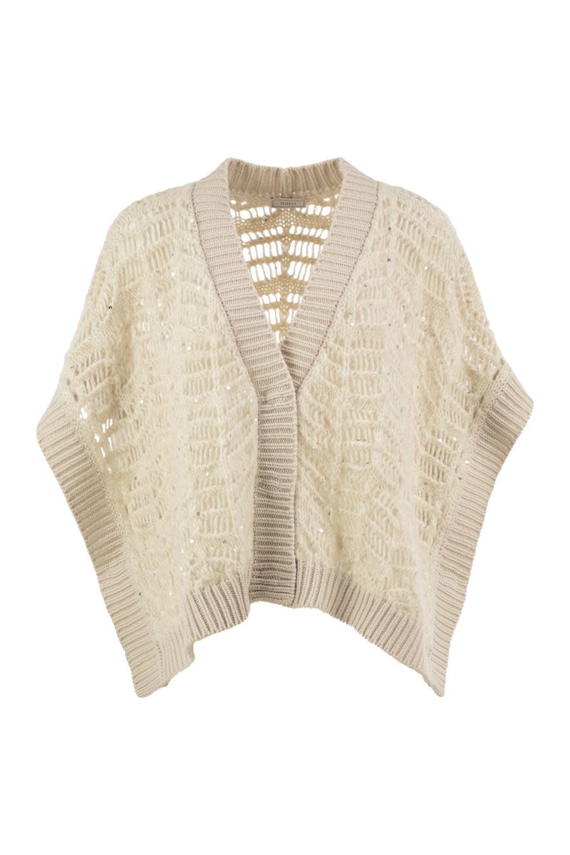 Peserico Openwork Knit Poncho With Sequins
