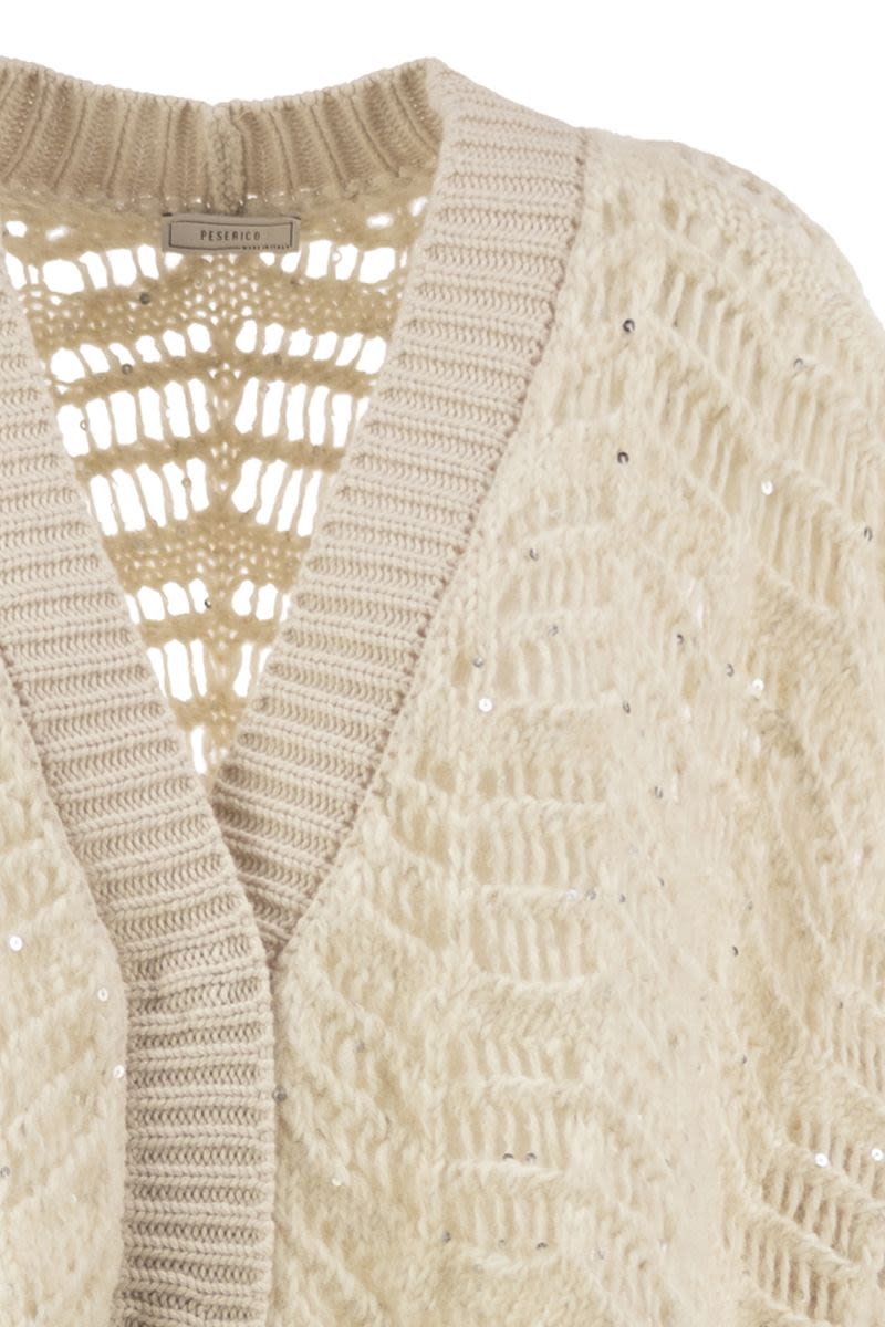 Peserico Openwork Knit Poncho With Sequins