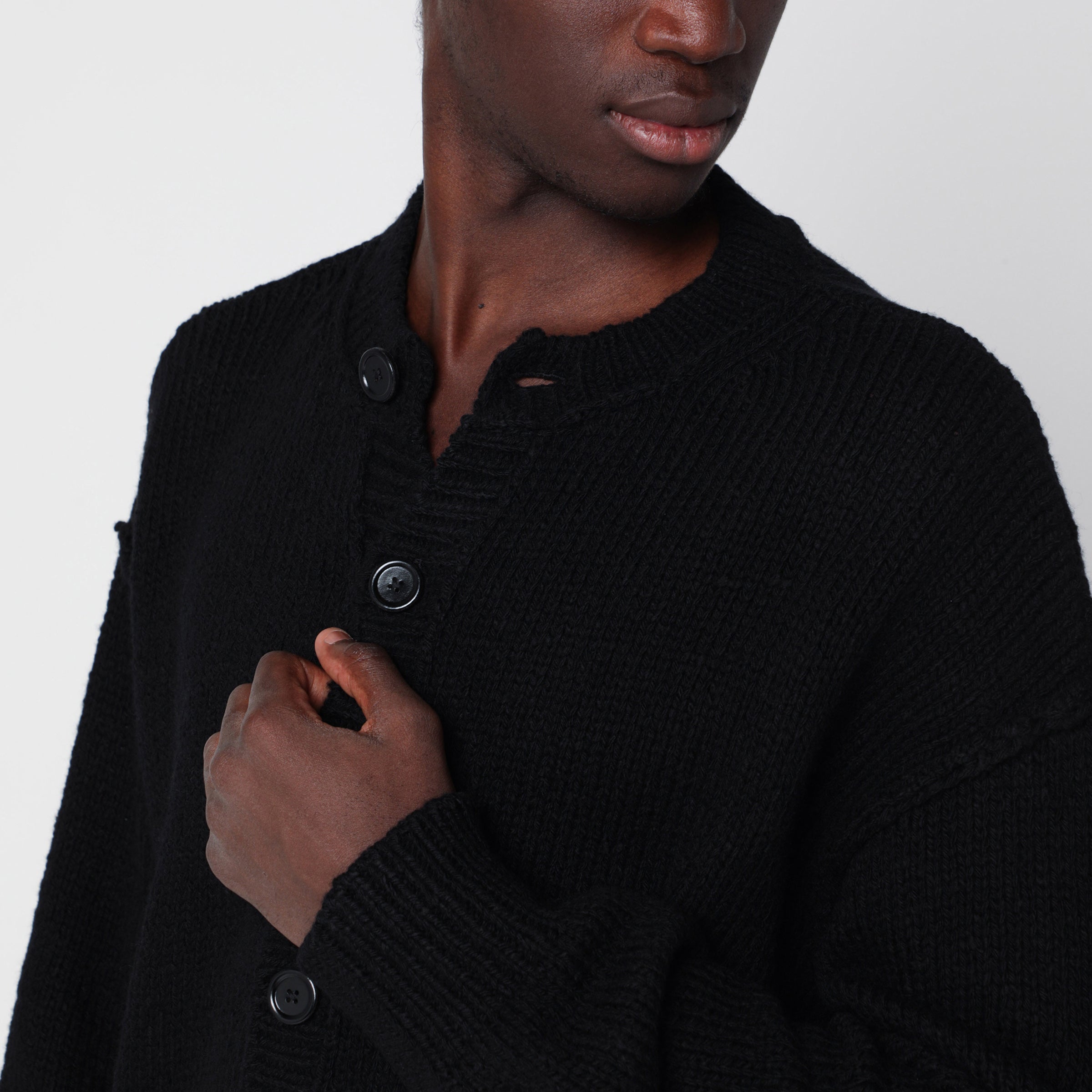 Our legacy Black Pitch Wool Cardigan