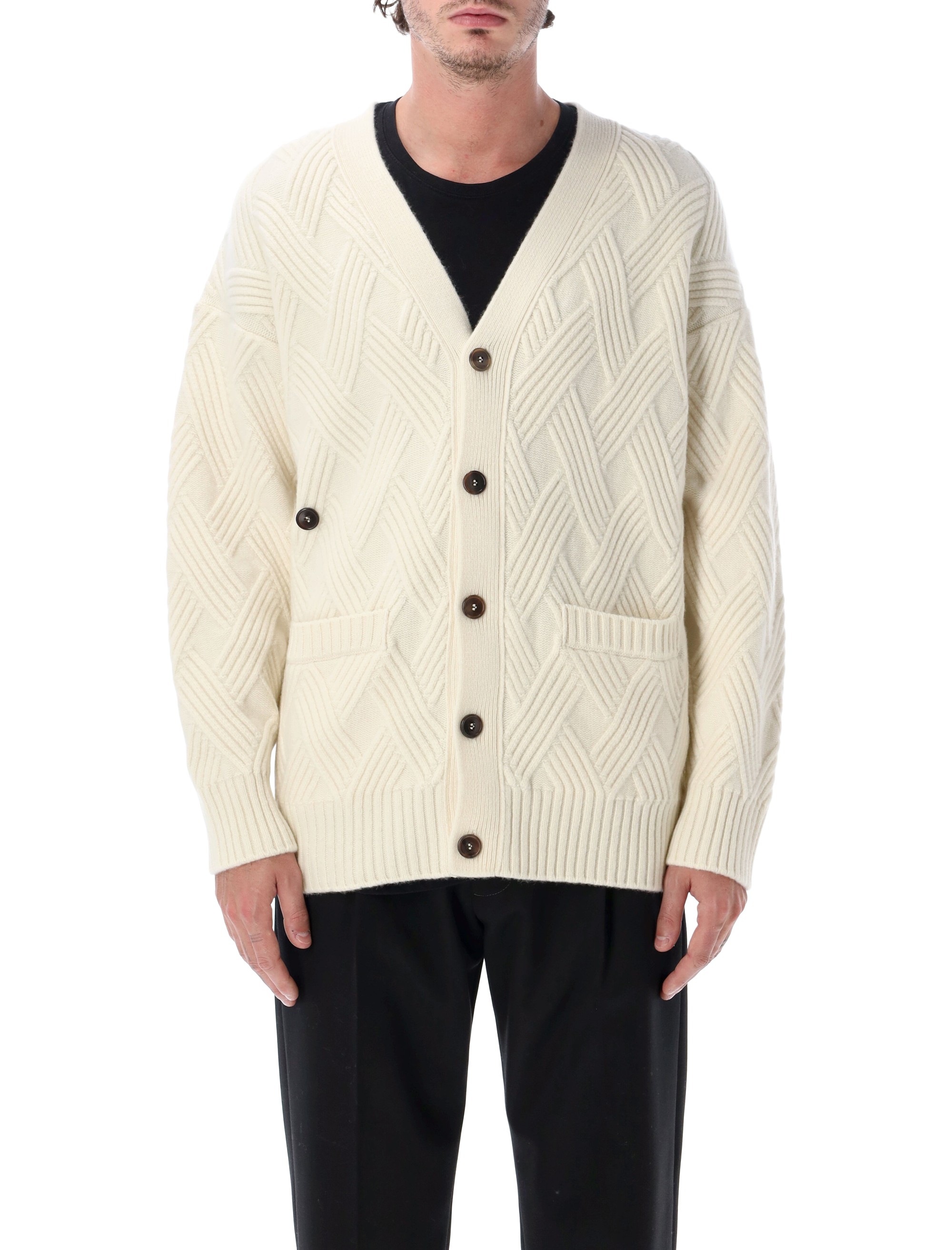 Lanvin Oversized Cable Knit Wool Cardigan