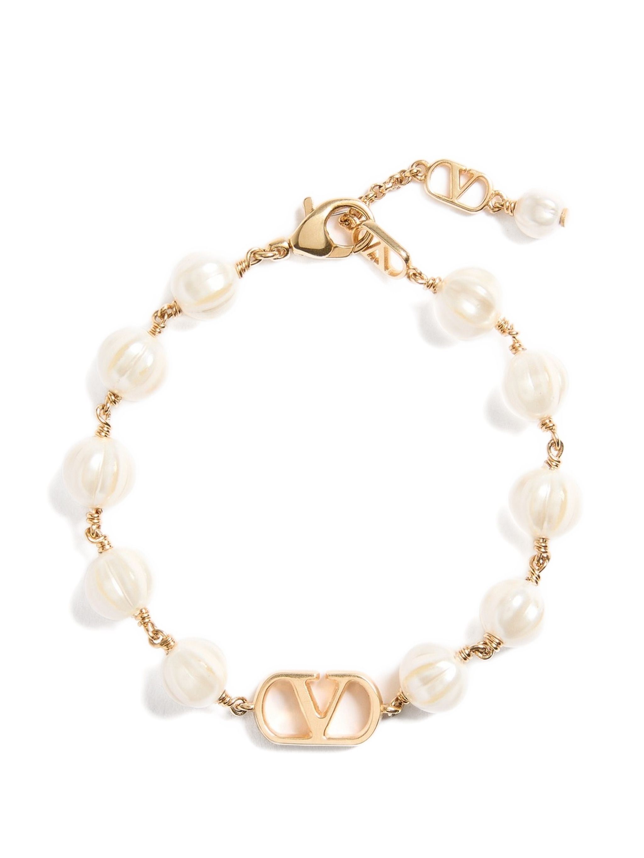 Valentino Pearl Chain Link Bracelet