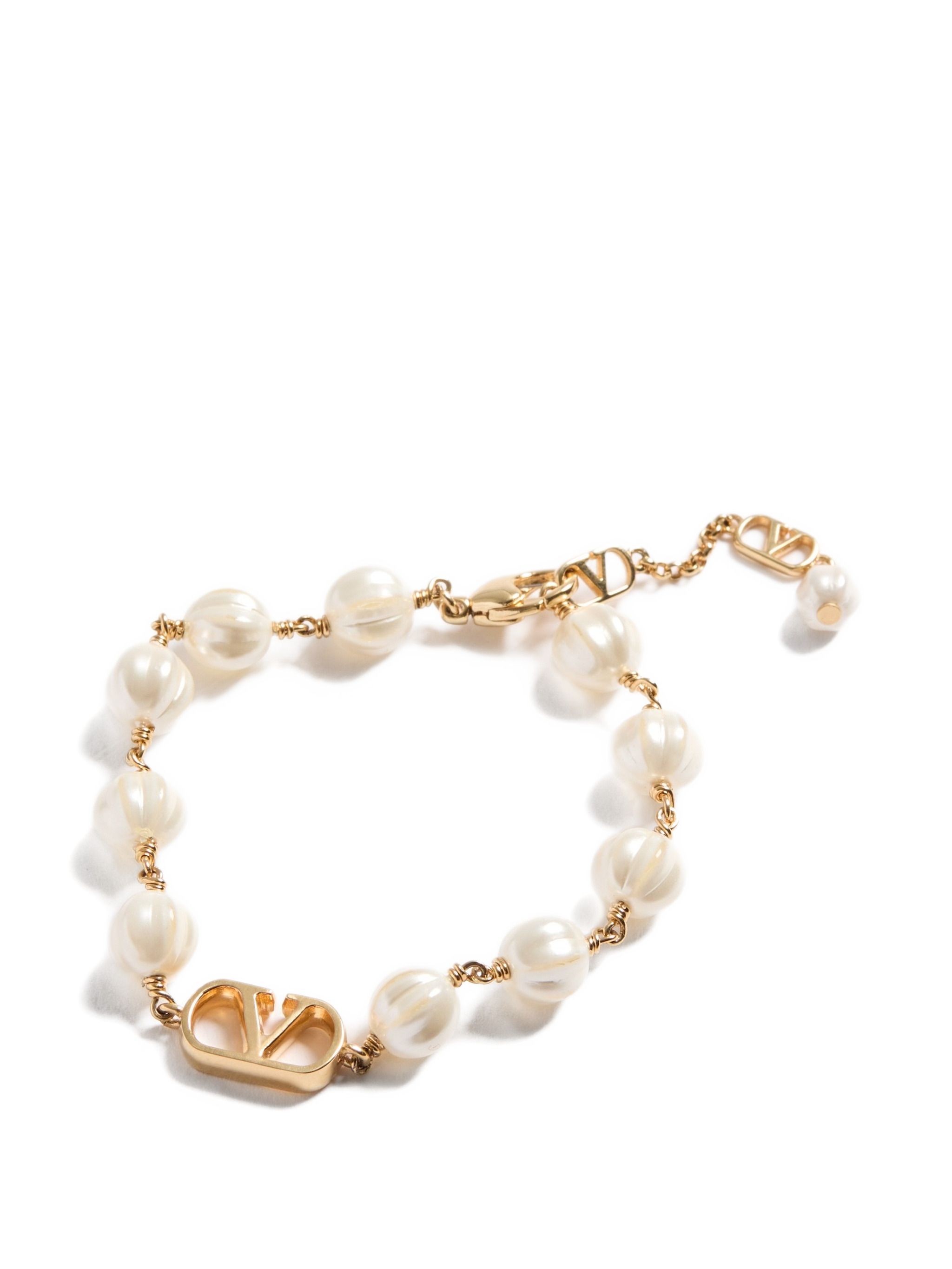 Valentino Pearl Chain Link Bracelet