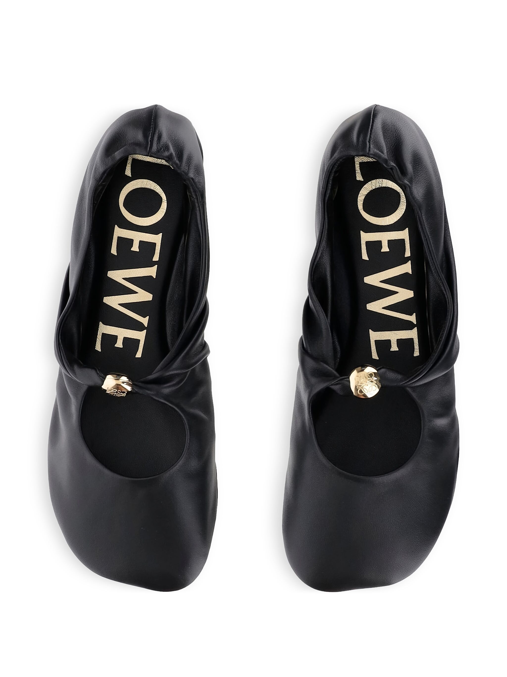 Loewe Pebble Ruched Leather Ballet Flats