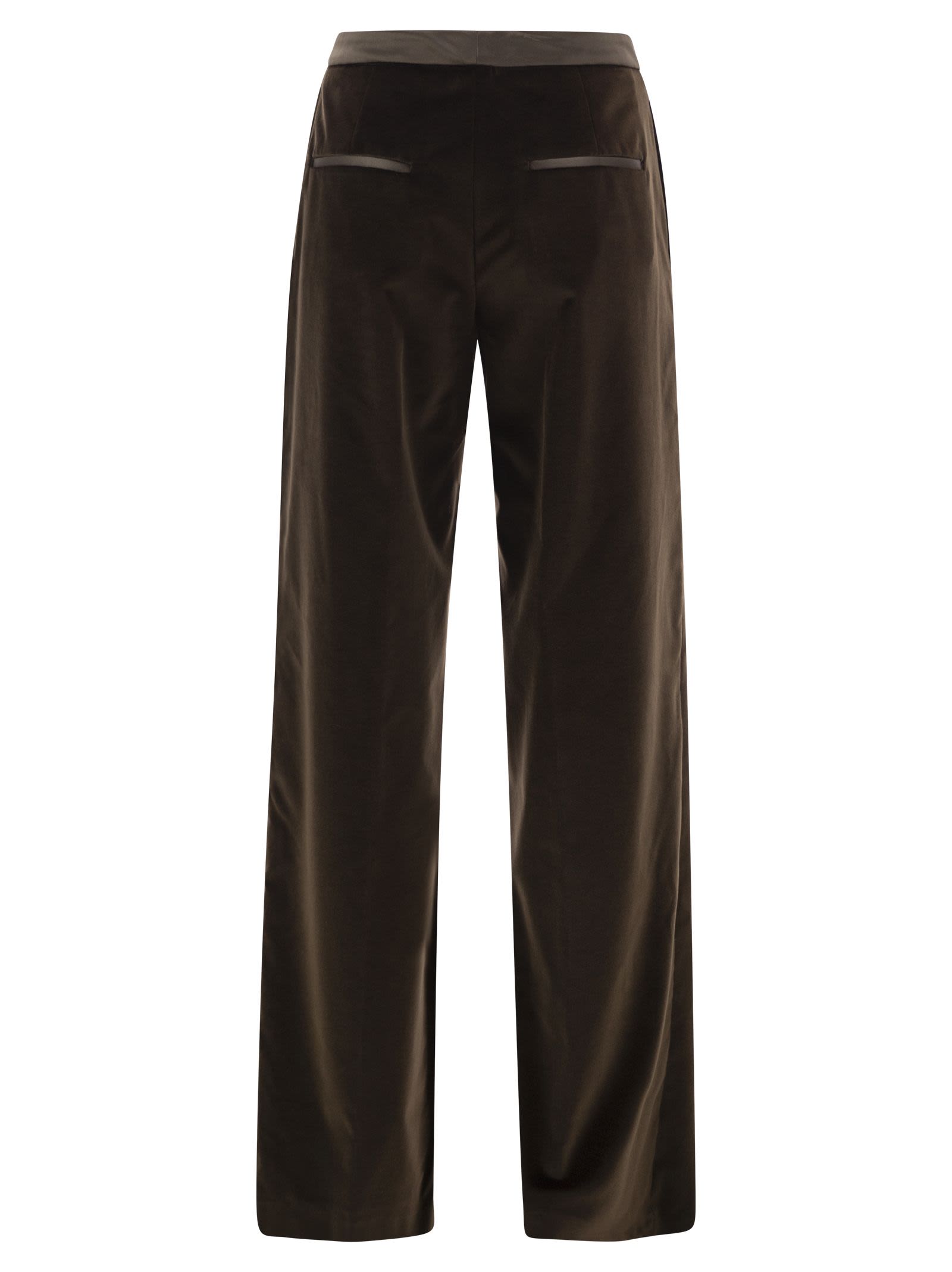 Peserico Straight-Leg Stretch Velvet Trousers