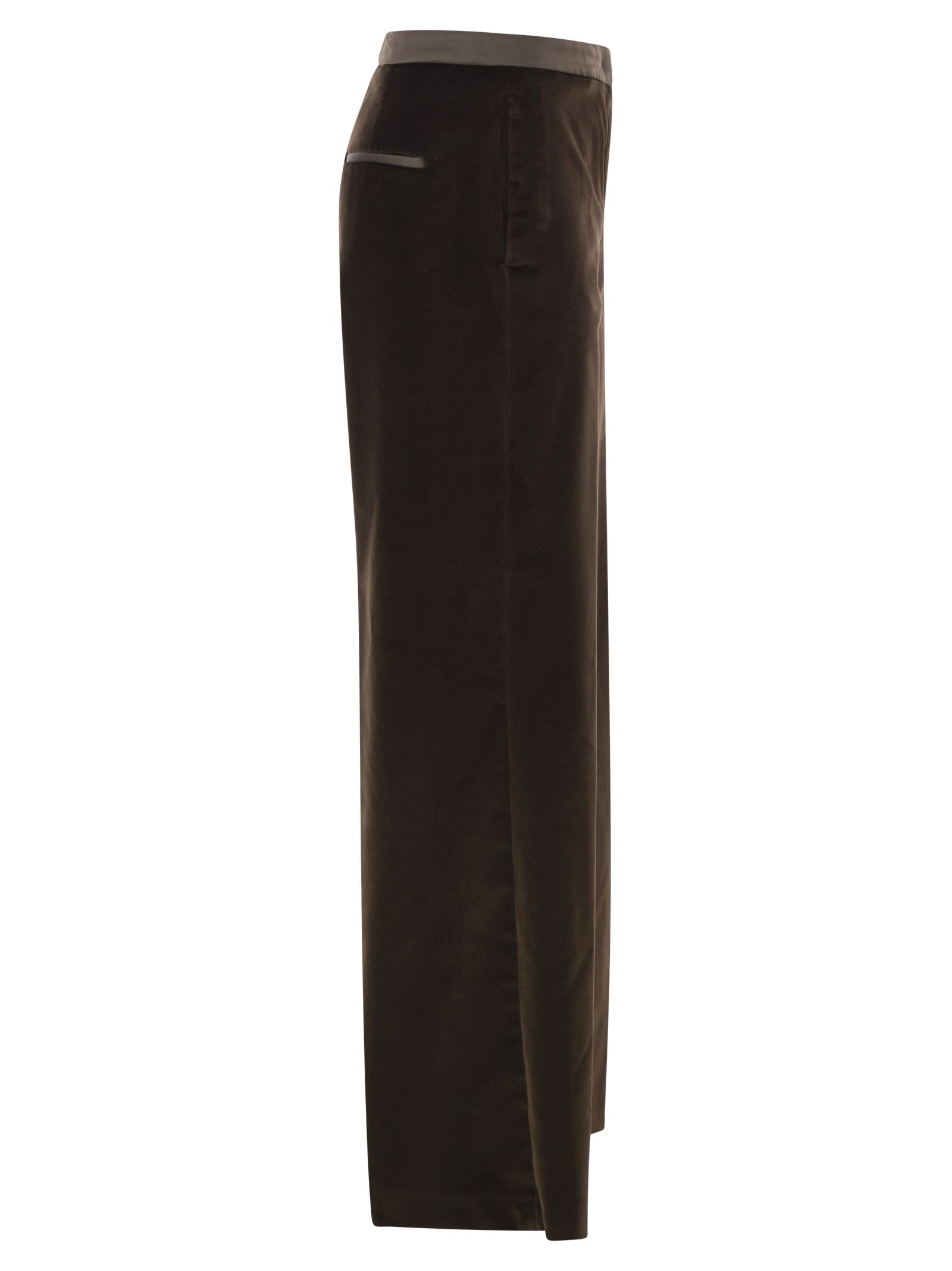 Peserico Straight-Leg Stretch Velvet Trousers