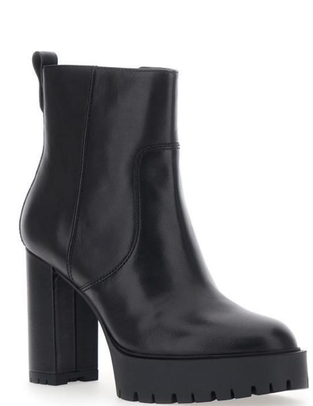 Pinko Black Leather Rubber Boots
