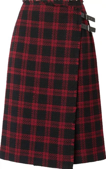 Pinko Black Red Polyester Skirt