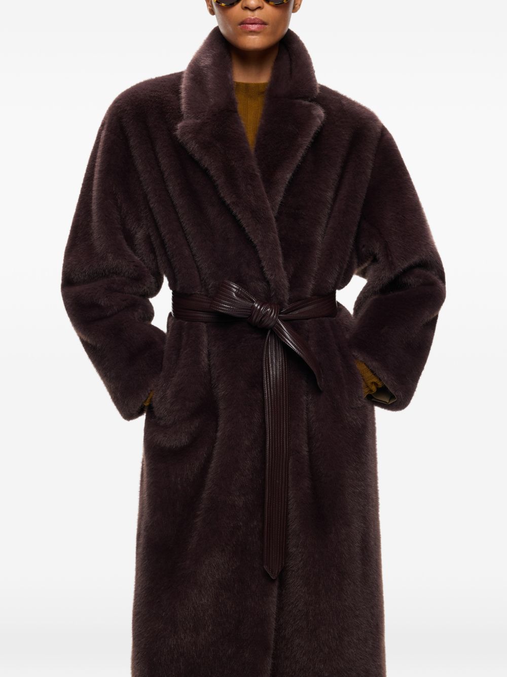 Pinko Brown Polyester Coat
