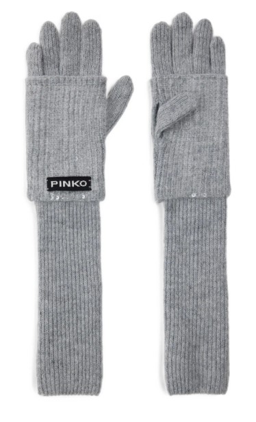 Pinko Grey Polyester Gloves
