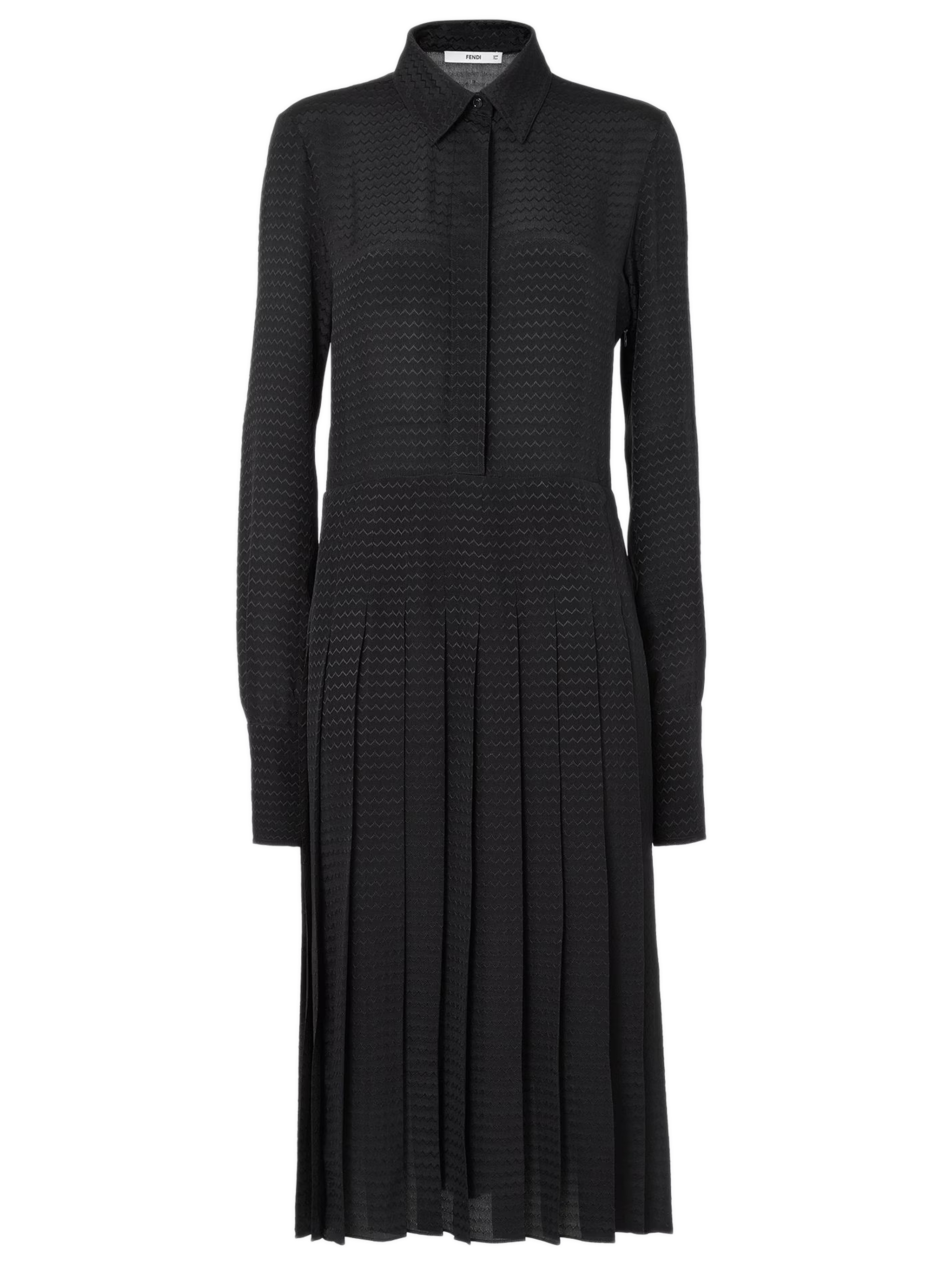 Fendi Pleated Zigzag-Pattern Midi Dress