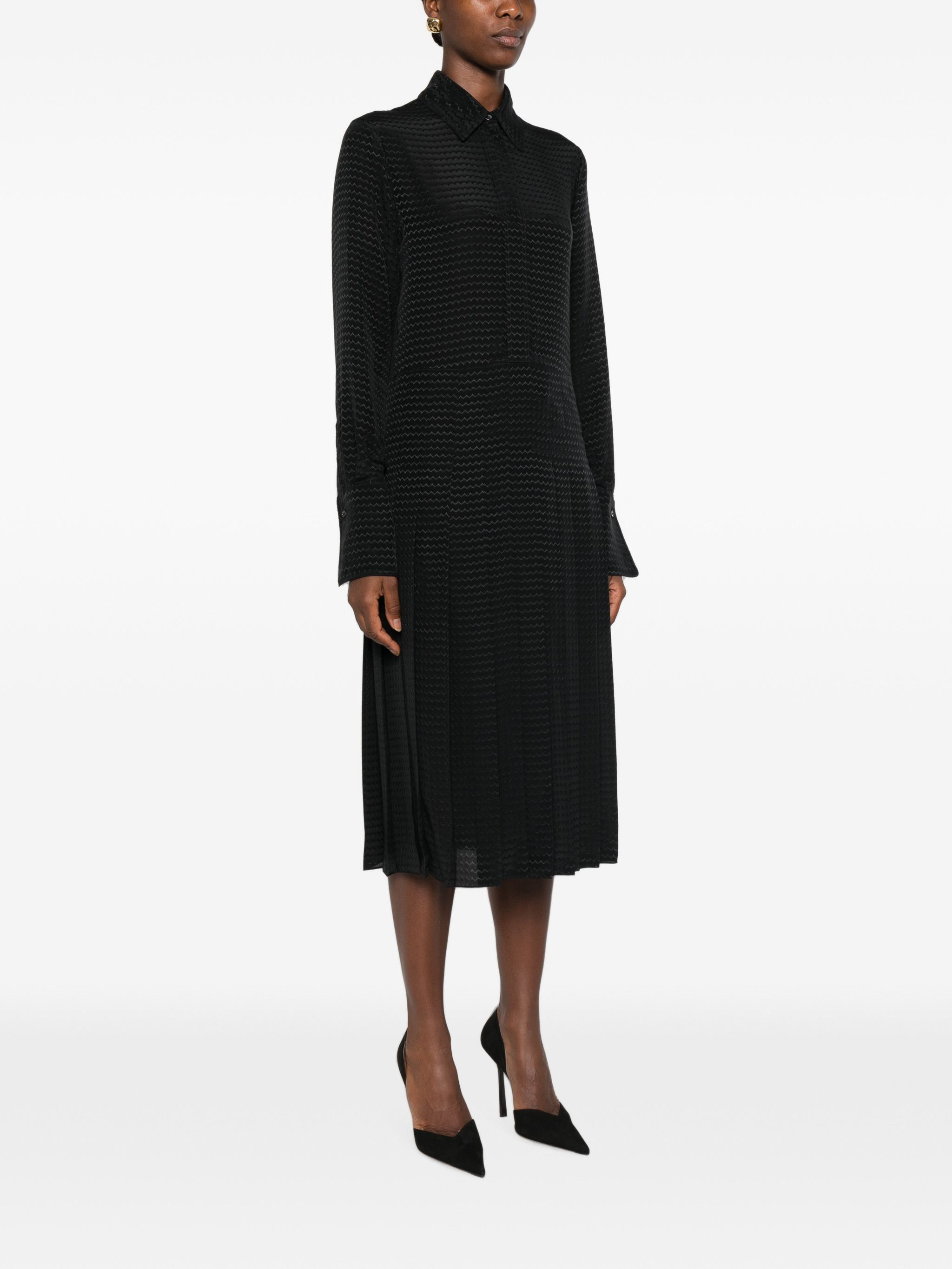 Fendi Pleated Zigzag-Pattern Midi Dress
