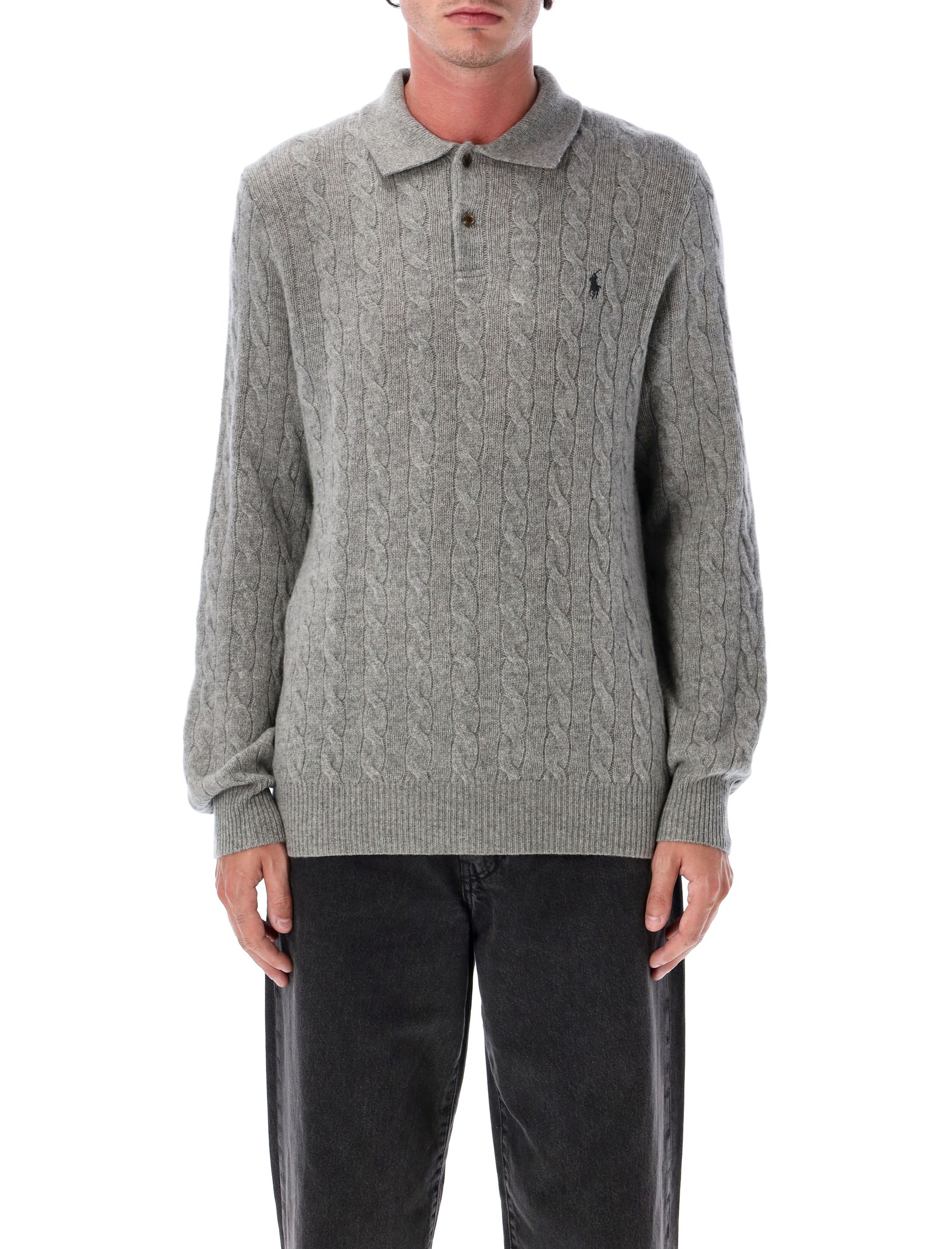 Polo Ralph Lauren Cable Knit Wool And Cashmere Polo Sweate