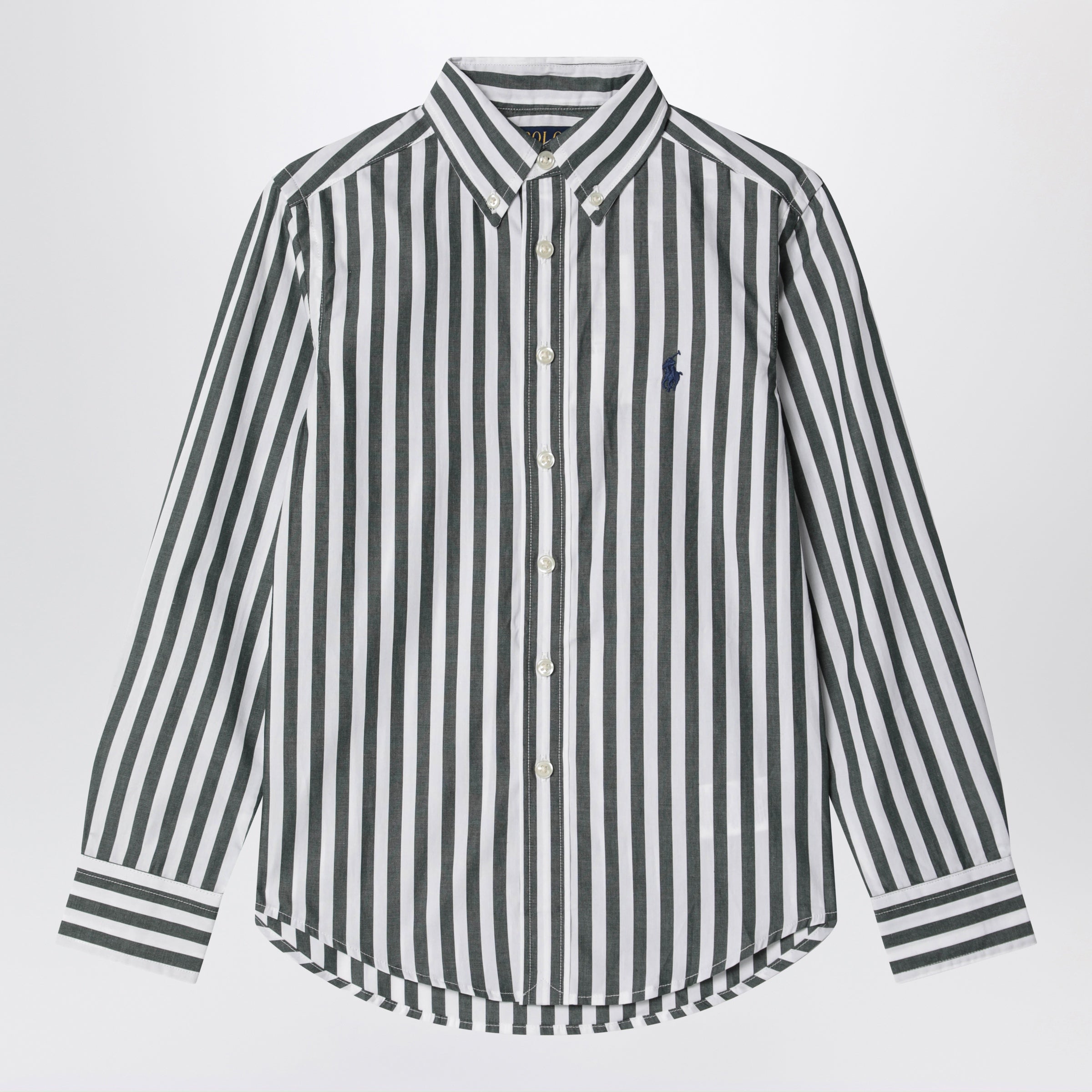 Polo Ralph Lauren Green And White Striped Cotton Shirt