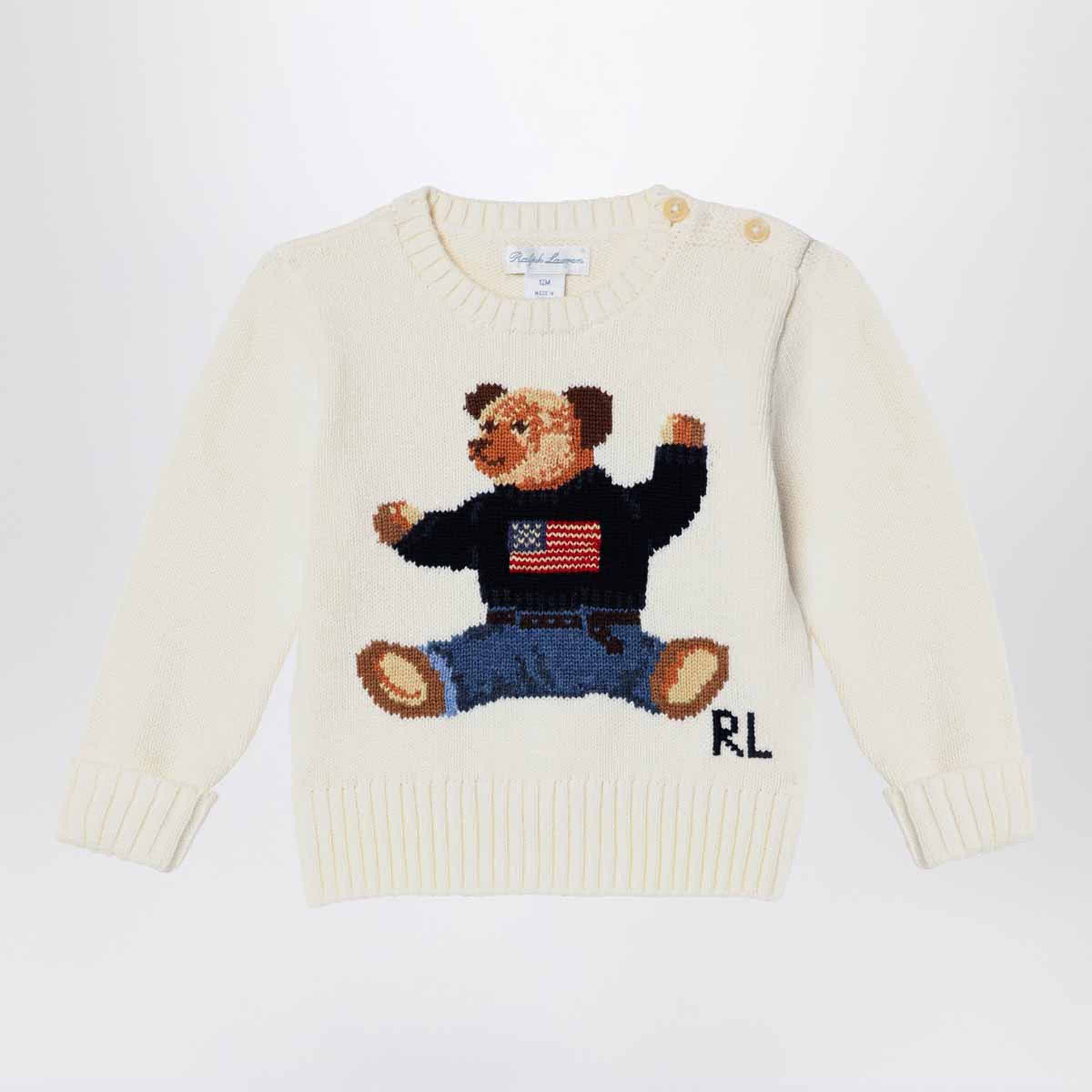 Polo Ralph Lauren Ivory Polo Bear Sweater In Cotton