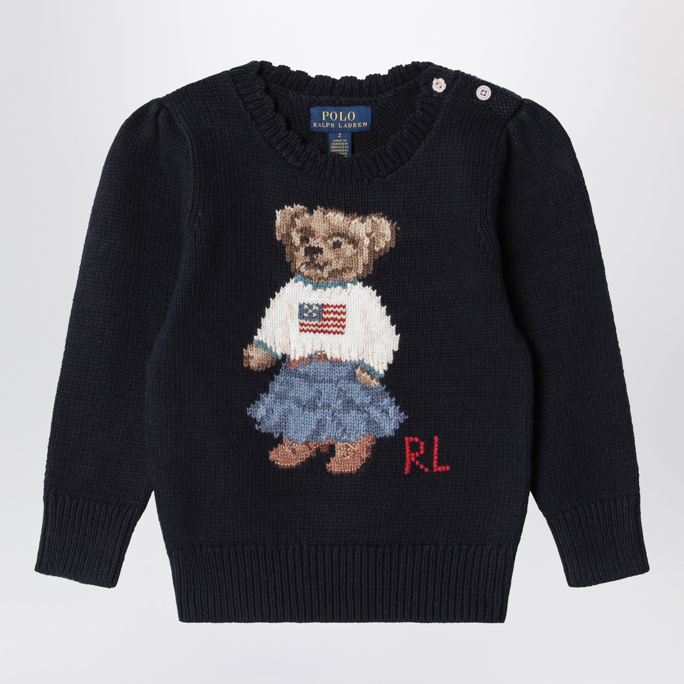 Polo Ralph Lauren Polo Bear Navy Blue Cotton Sweater