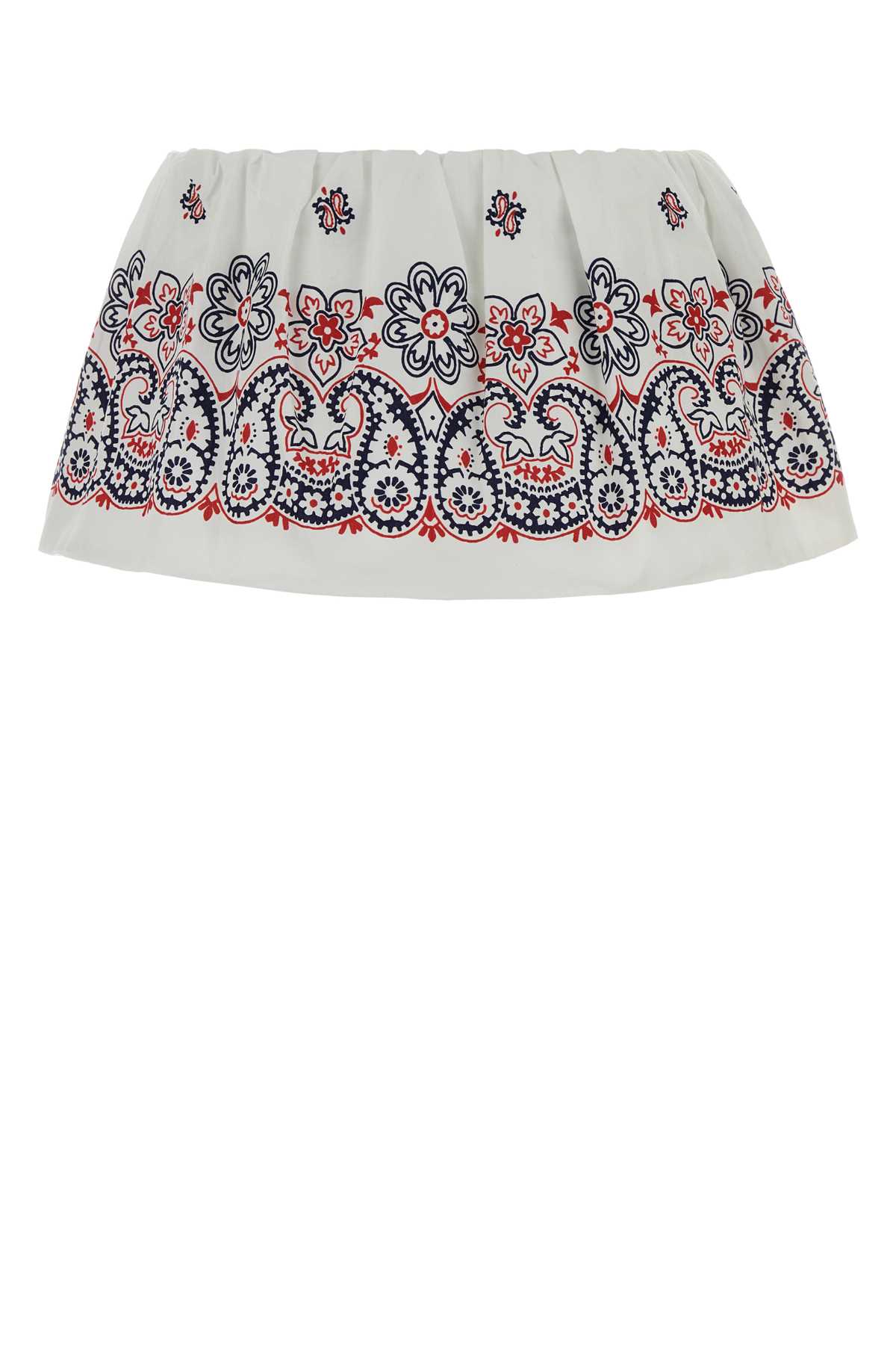 Miu Miu Printed Cotton Blend Mini Skirt
