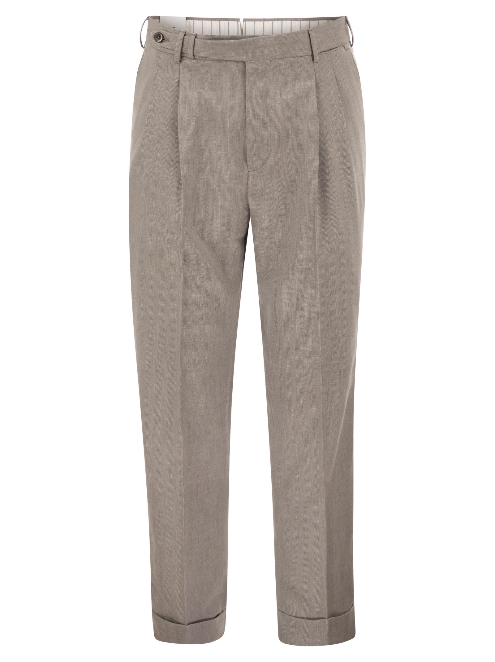 Pt Torino Carrot 2Pleats - Wool And Cotton Blend C