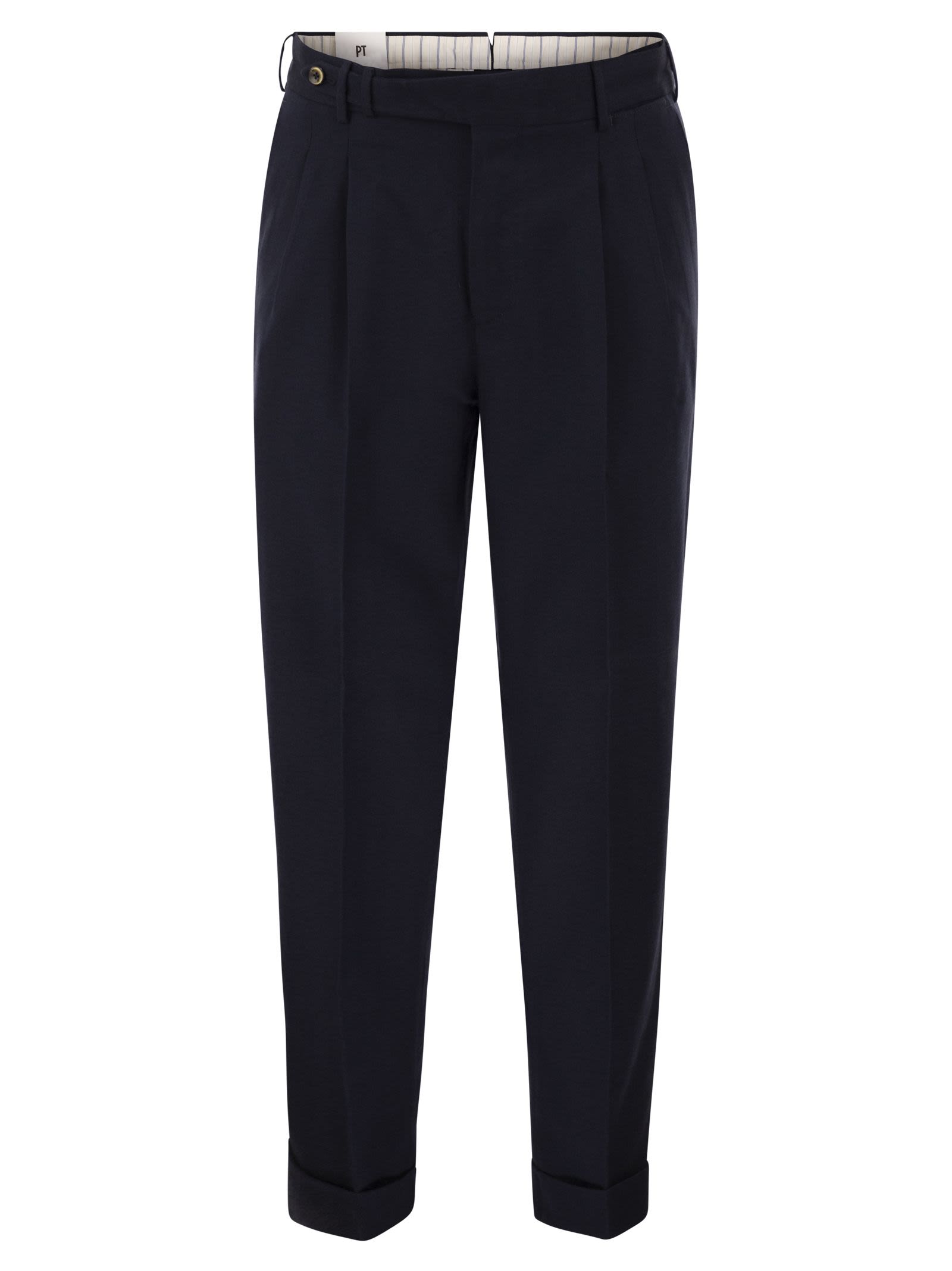 Pt Torino Carrot 2Pleats - Wool And Cotton Blend C