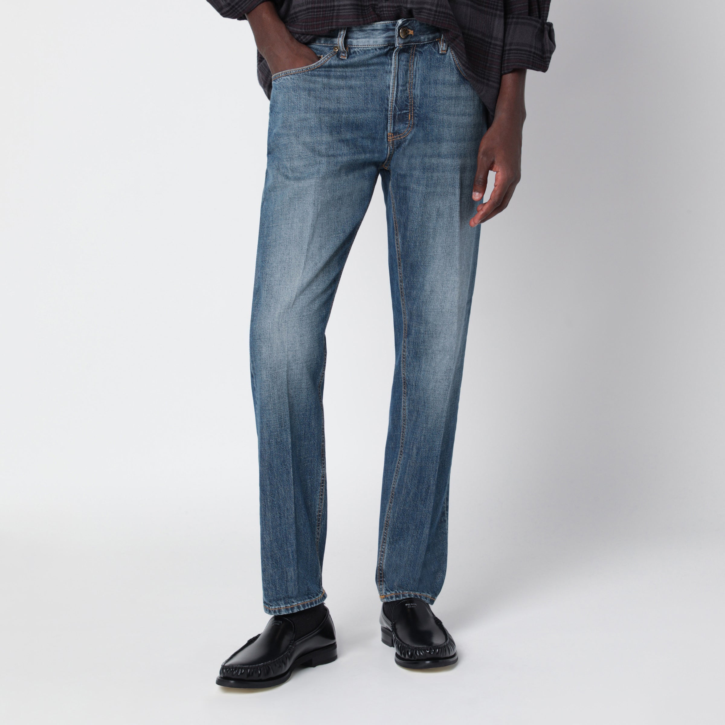 Pt torino denim Blue Faded-Effect Reggae Jeans