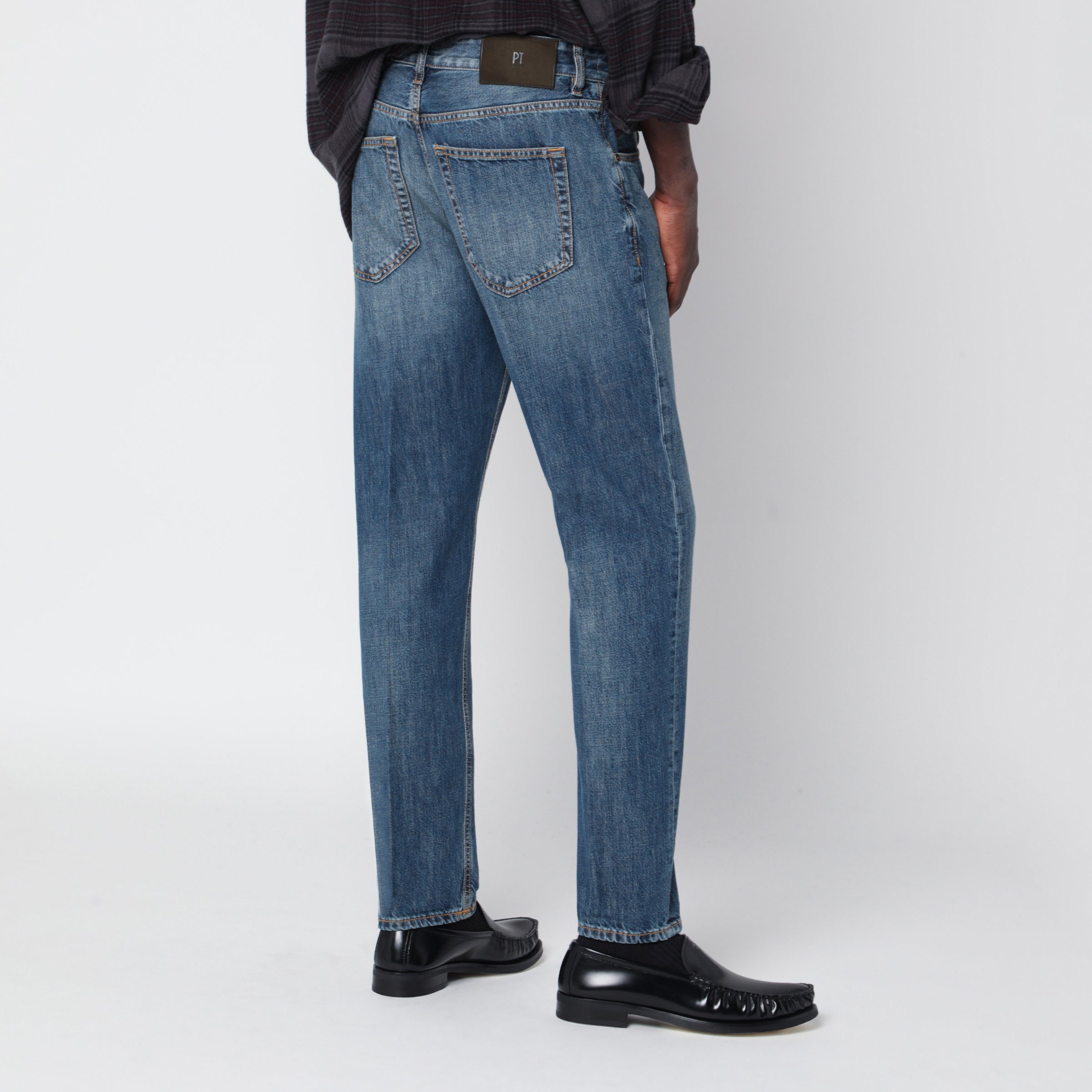 Pt torino denim Blue Faded-Effect Reggae Jeans