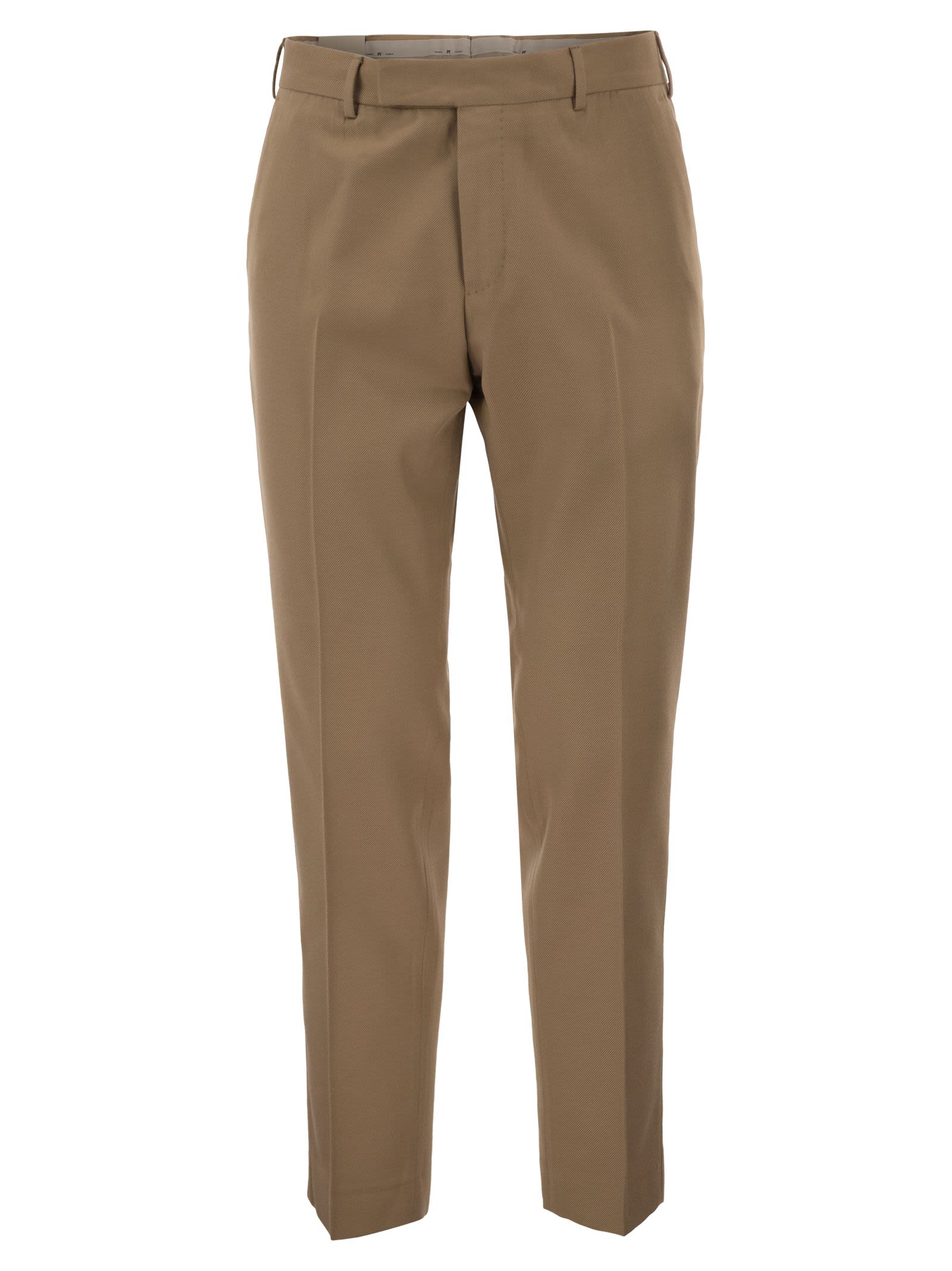Pt Torino Rebel Flat - Wool And Cotton Blend Trous