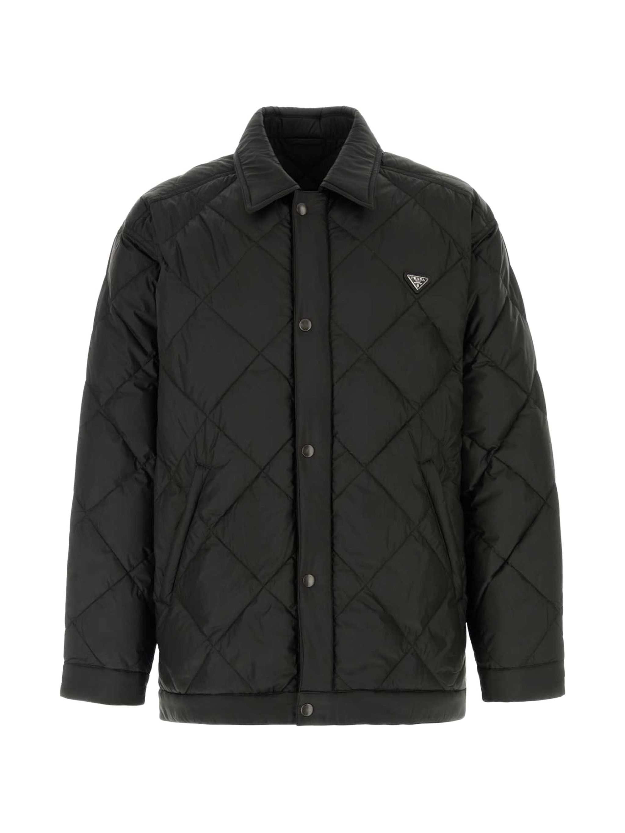 Prada Quilted Logo-Plaque Coat