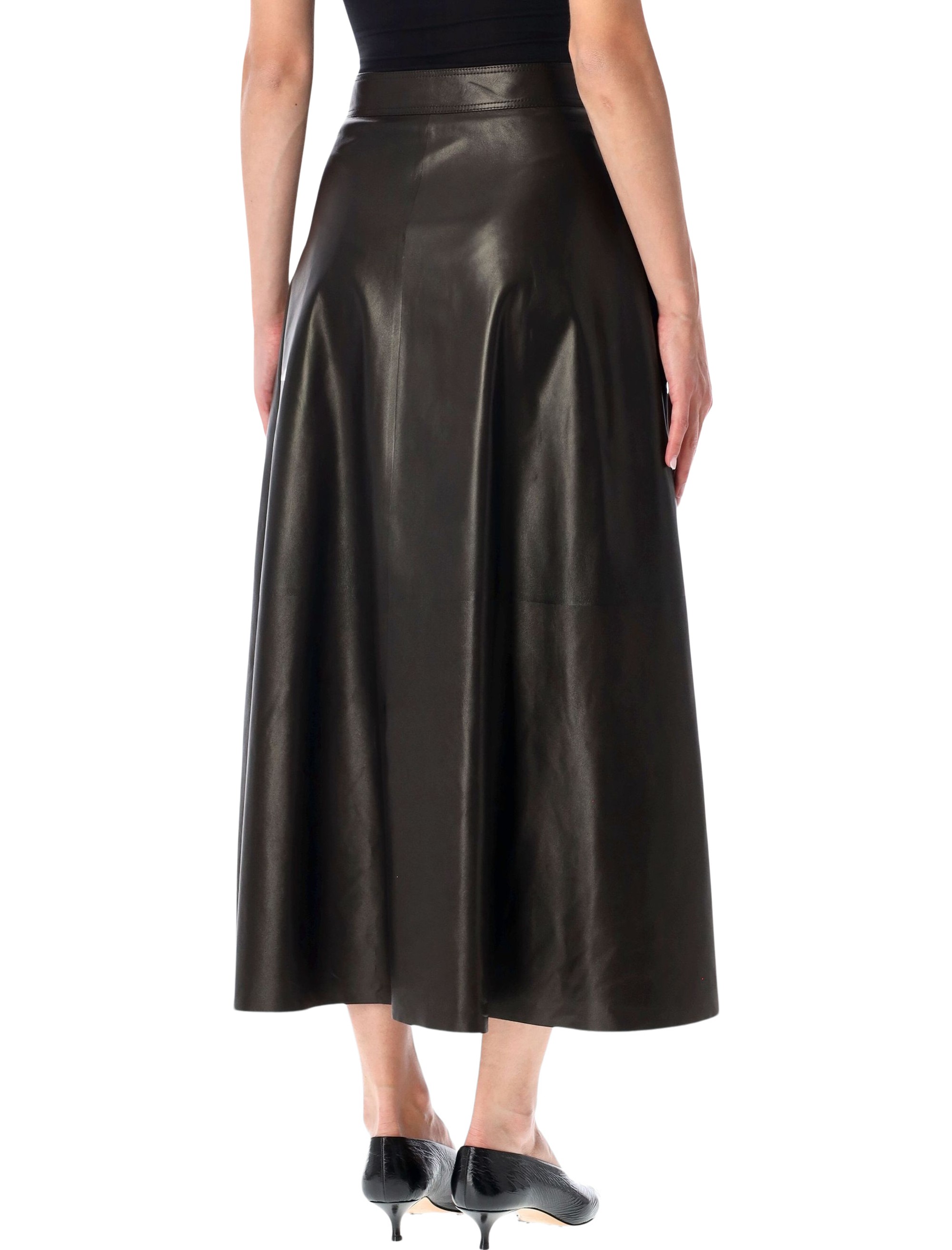 Ralph Lauren Vickie Leather Midi Skirt