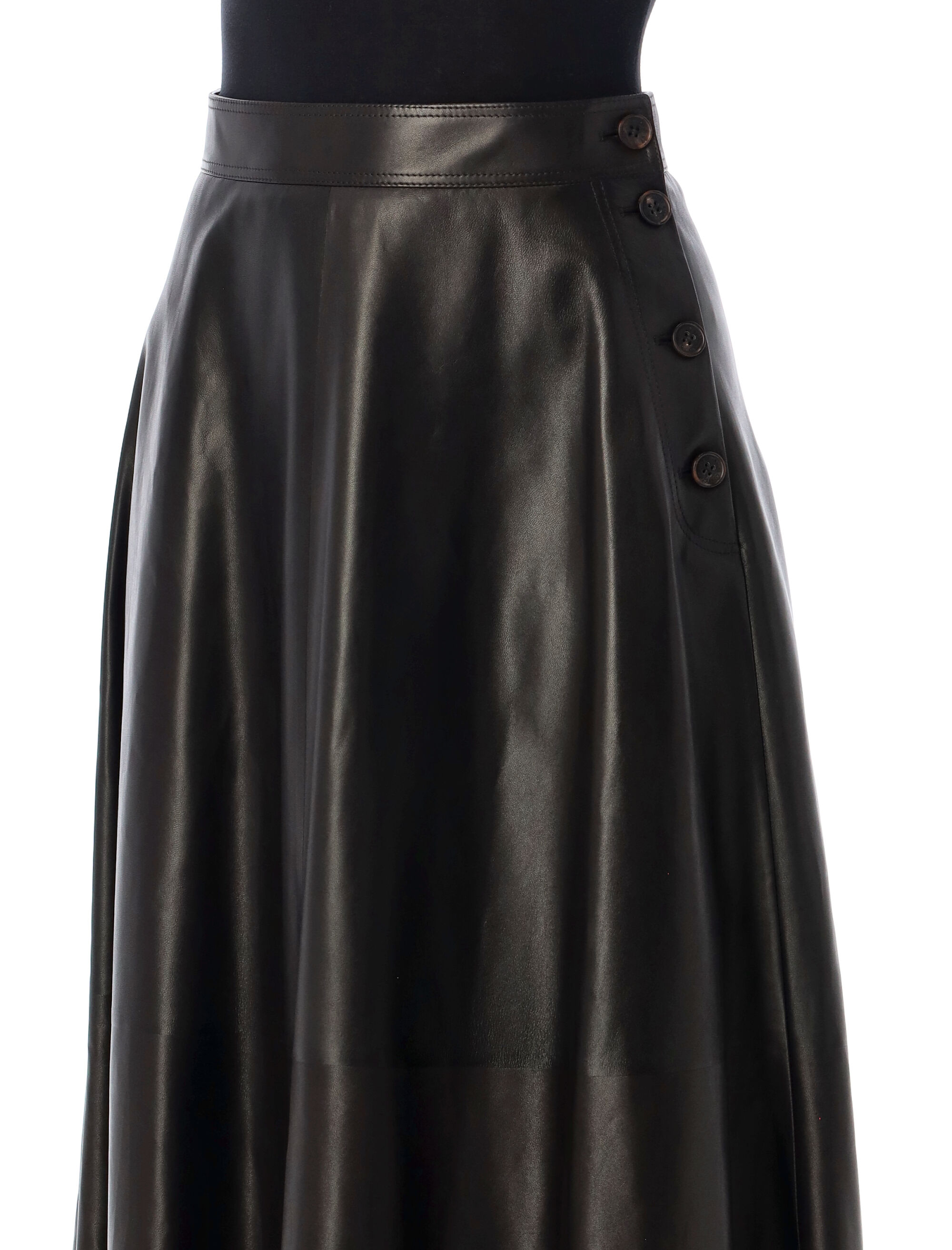 Ralph Lauren Vickie Leather Midi Skirt