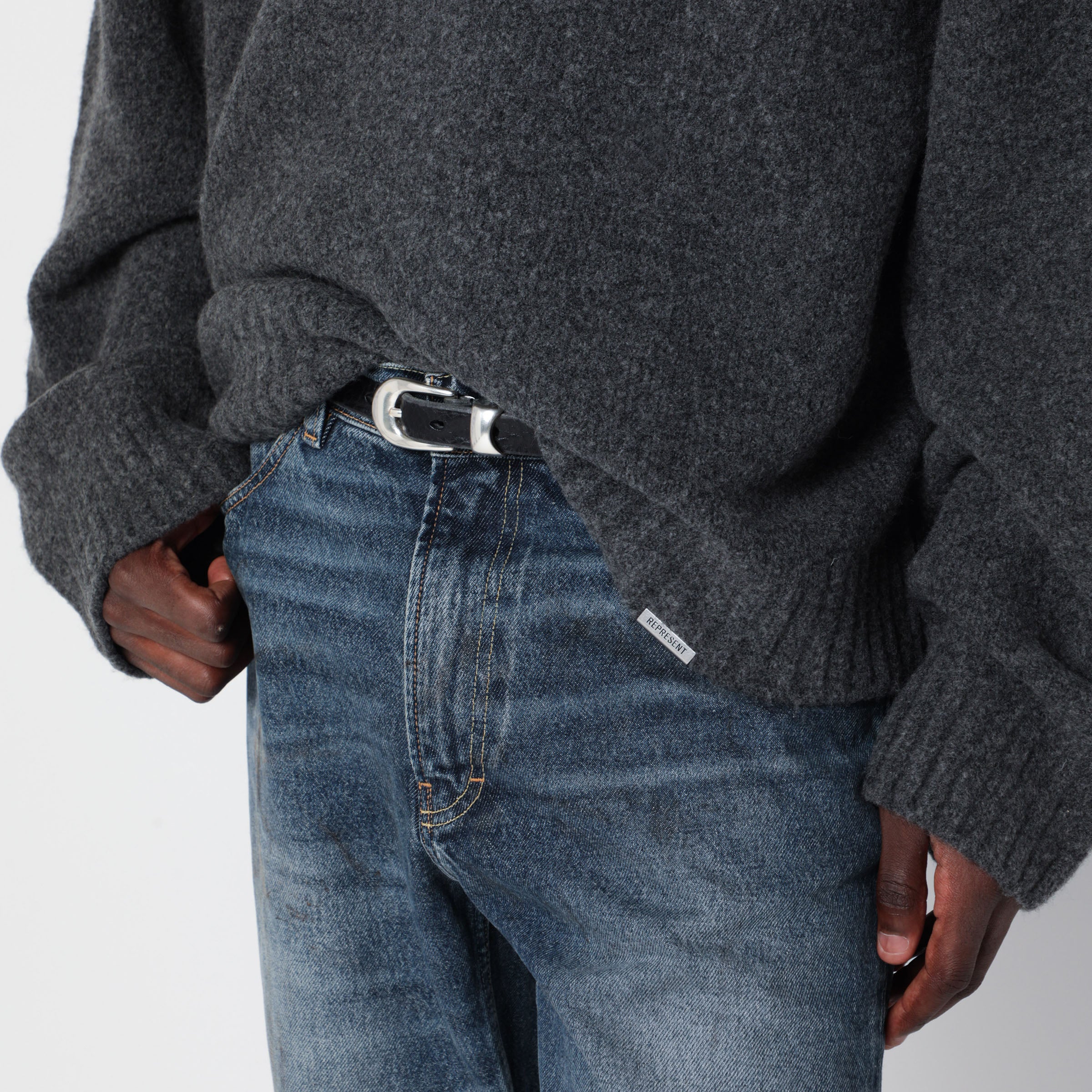 Represent Dark Grey Wool-Blend Sweater